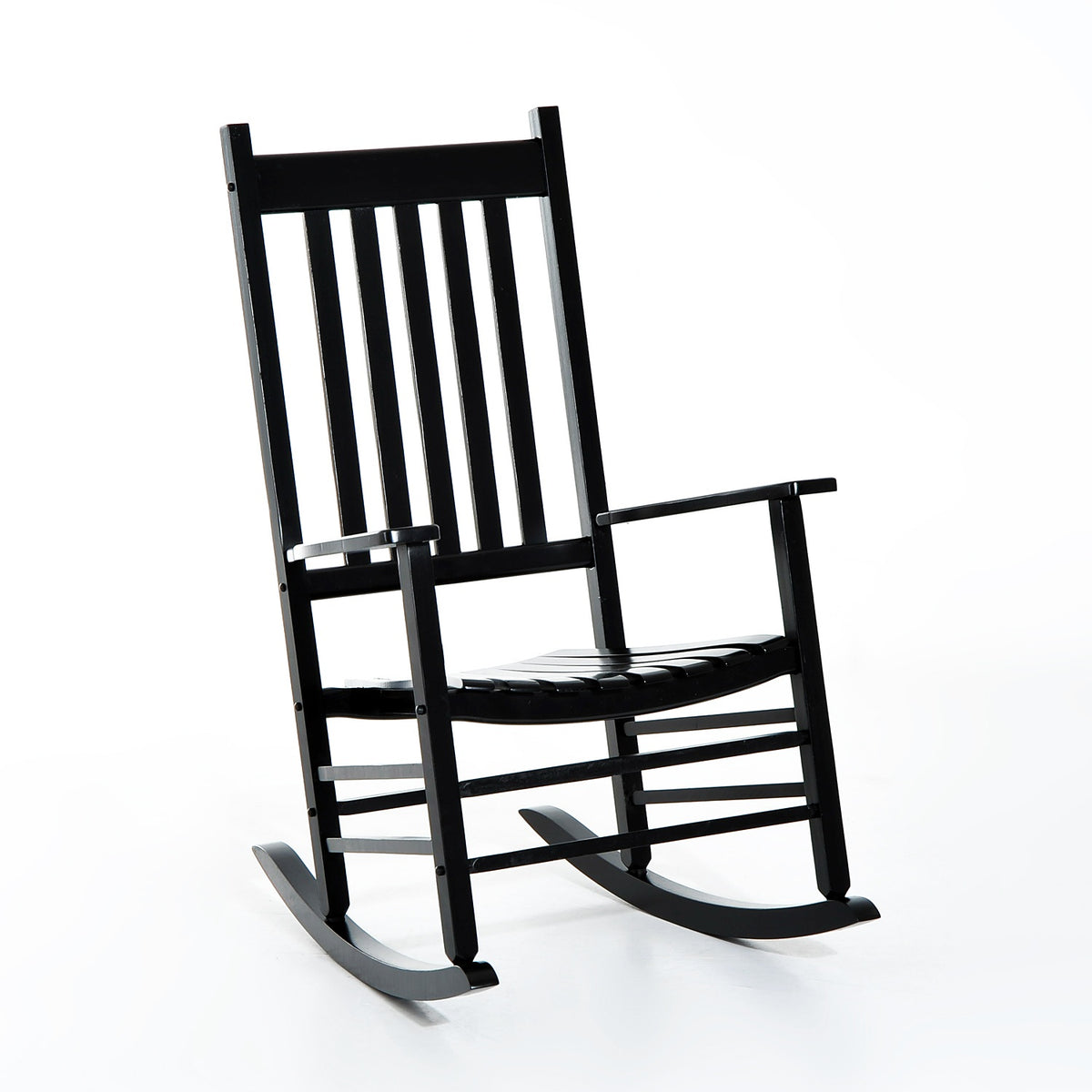 Rocking Chair Wooden Swing Chair Armrest Relax Chair Garden Chair Black 69X86X115Cm