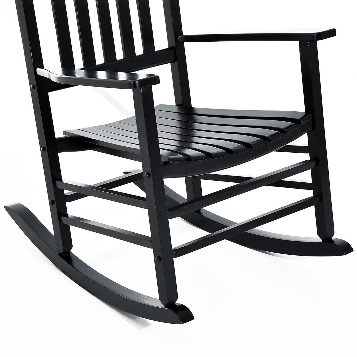 Rocking Chair Wooden Swing Chair Armrest Relax Chair Garden Chair Black 69X86X115Cm