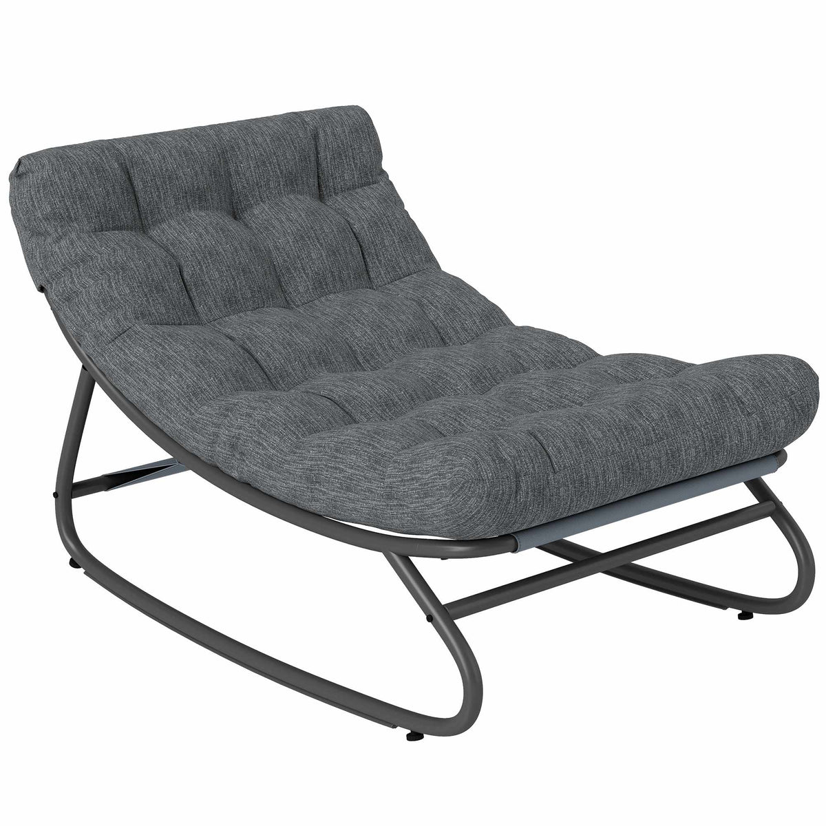Rocking Chair with Wide Mesh Seat and Thick Cushion, Gray
