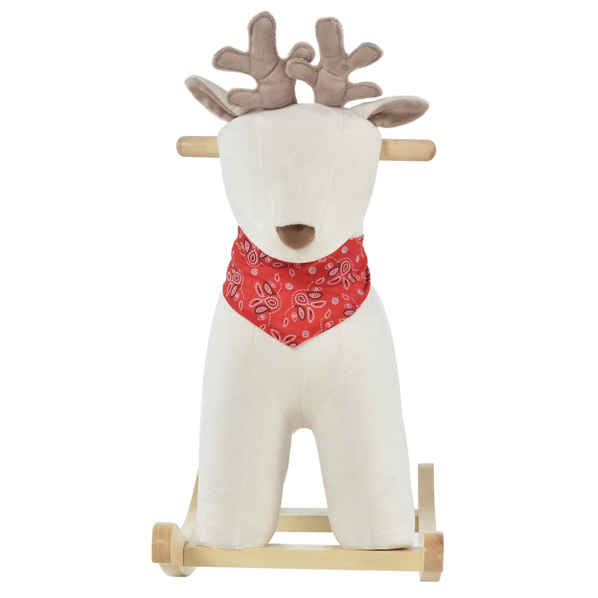 Rocking Deer In White Children'S Plush Toy With Animal Sounds, For 36-72 Months, 68X29X58 Cm