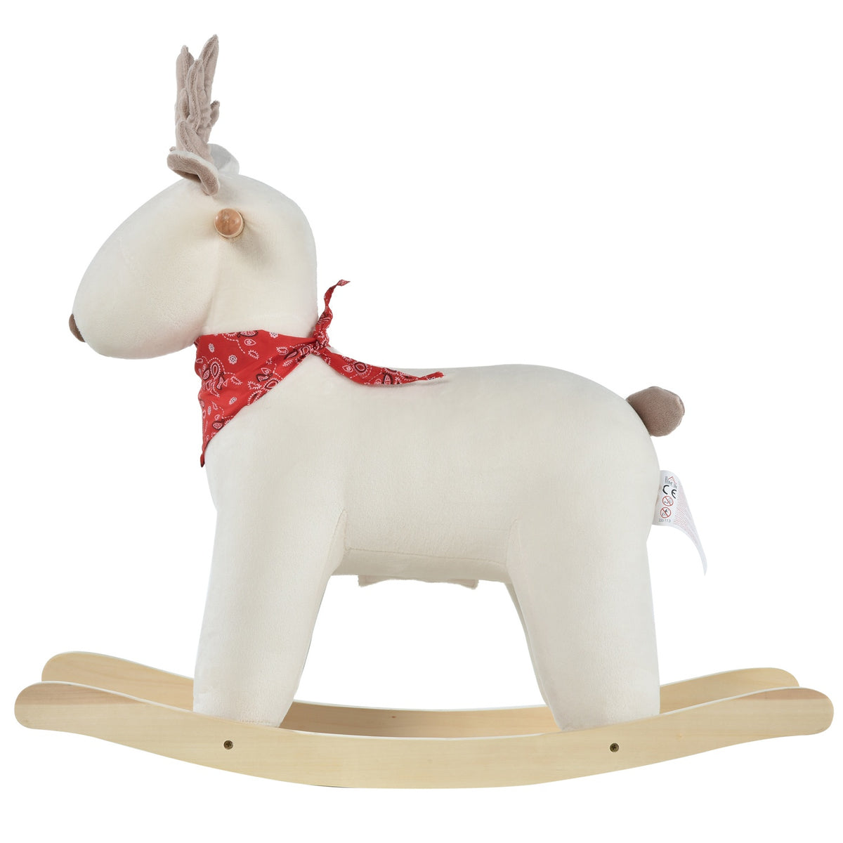 Rocking Deer In White Children'S Plush Toy With Animal Sounds, For 36-72 Months, 68X29X58 Cm