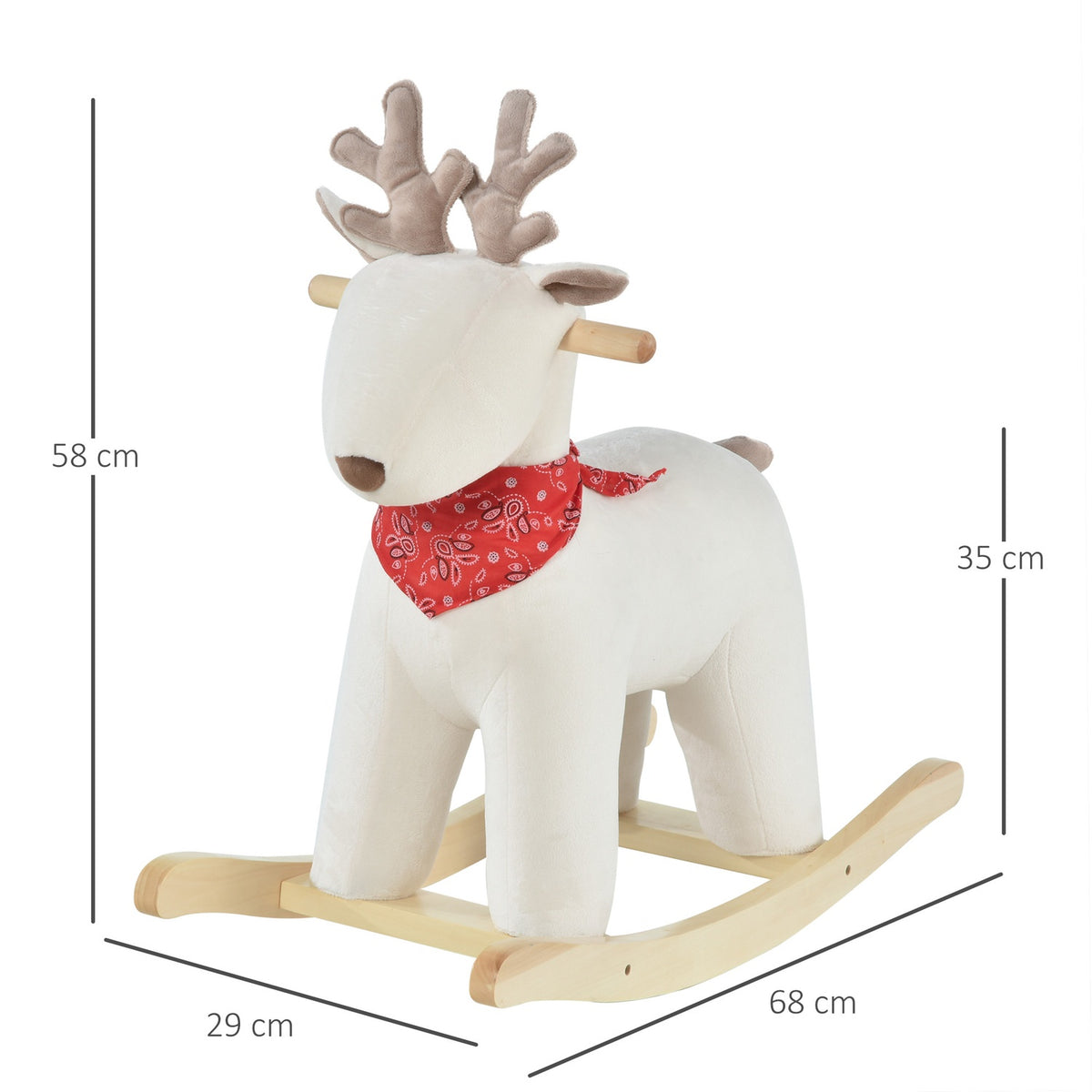 Rocking Deer In White Children'S Plush Toy With Animal Sounds, For 36-72 Months, 68X29X58 Cm