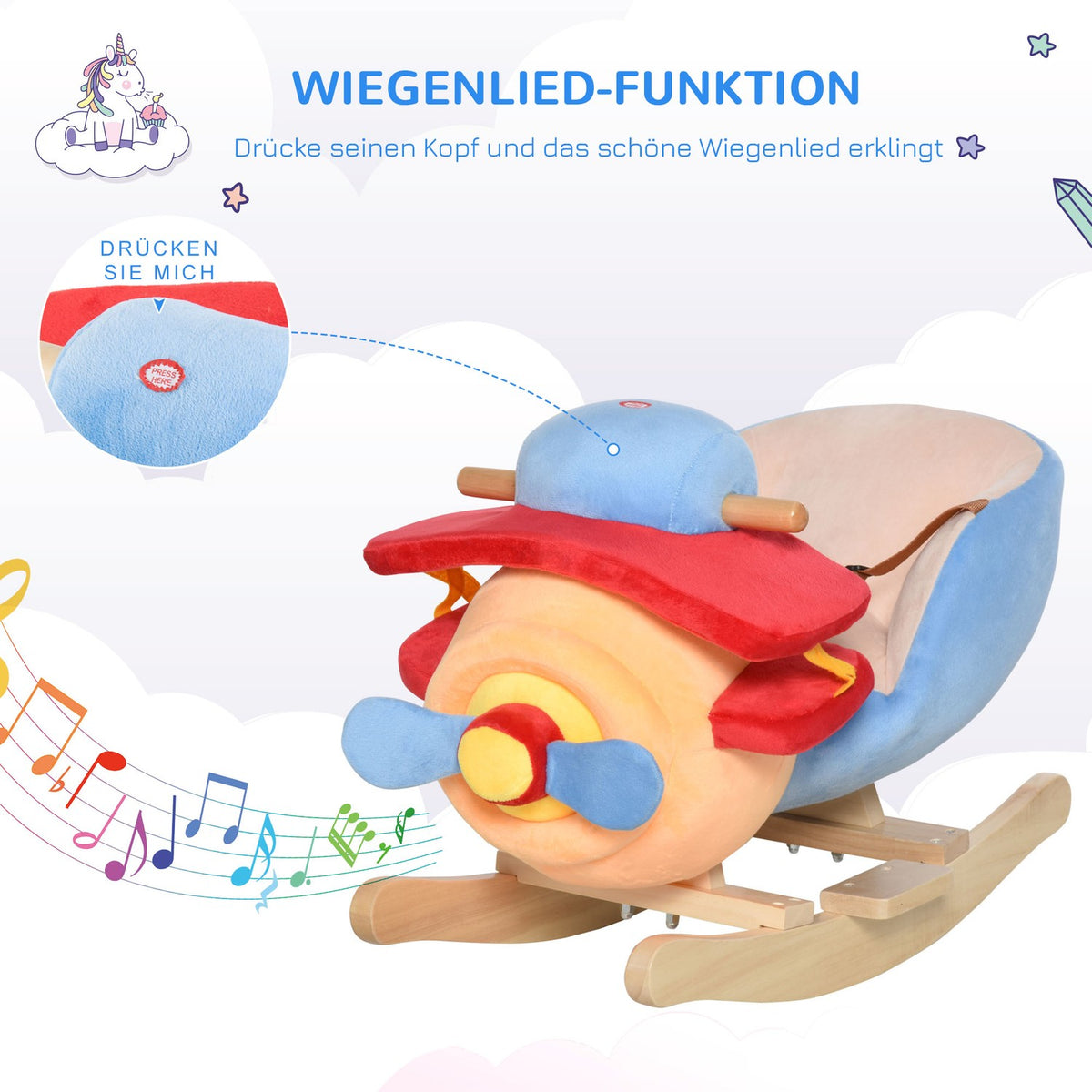 Rocking Horse Children'S Rocking Animal Blue + Red 60X33X45Cm