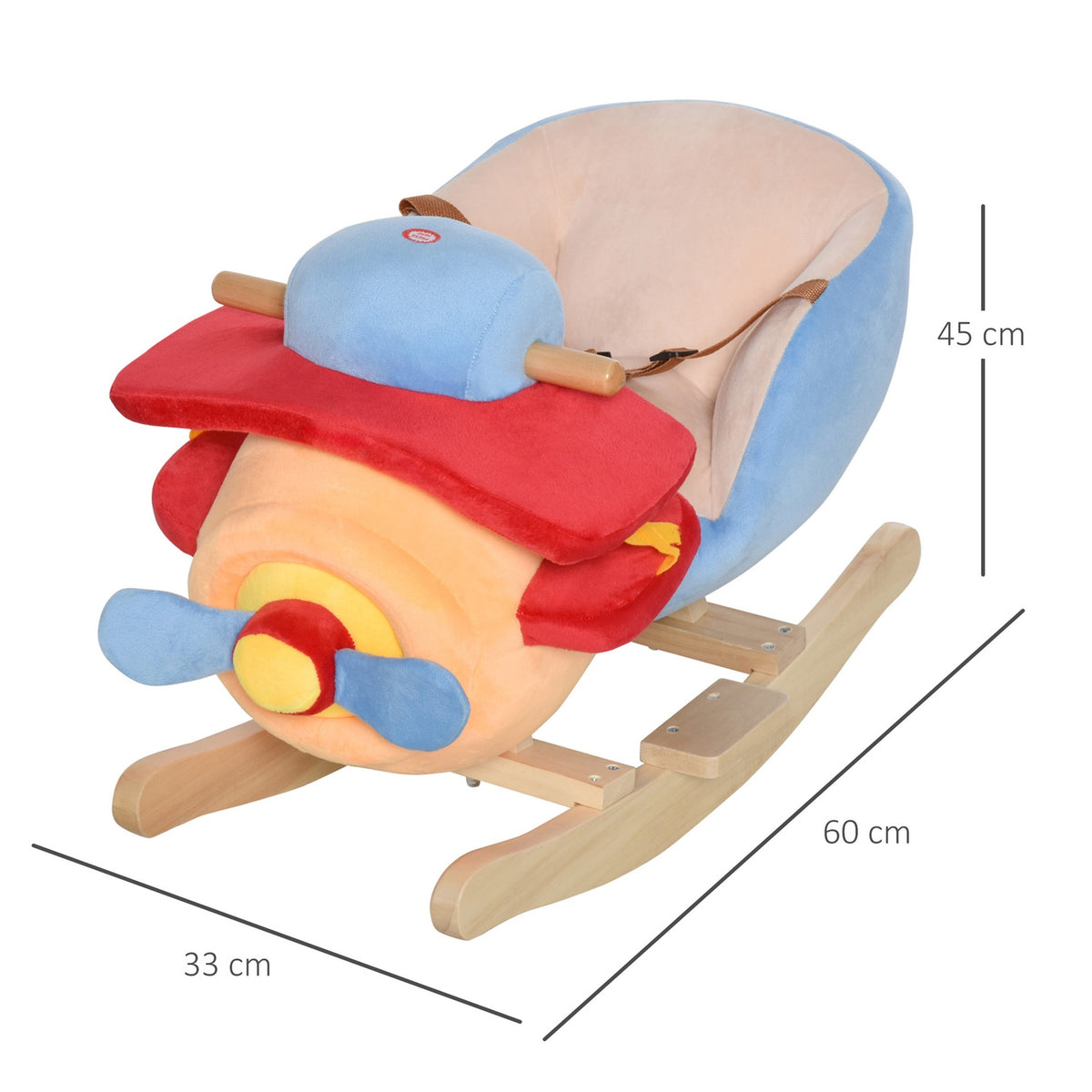 Rocking Horse Children'S Rocking Animal Blue + Red 60X33X45Cm