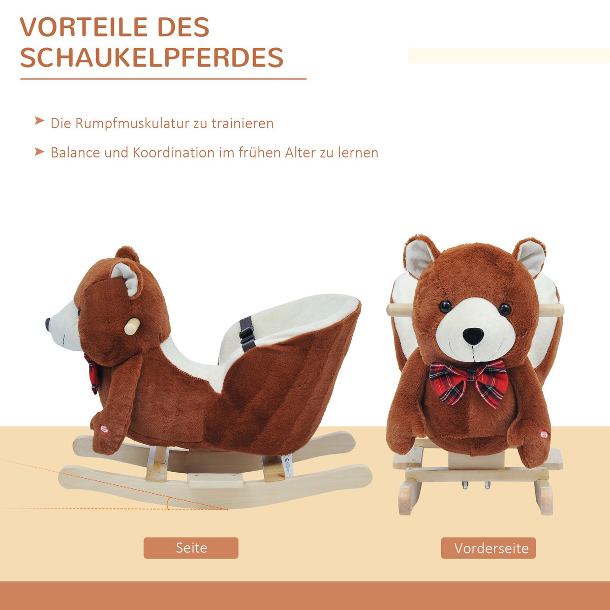 Rocking Horse Children's Rocking Toy Plush Rocking Horse Baby Rocking Toy Gift for Children's Christmas Gifts (Rocking Bear with Song)