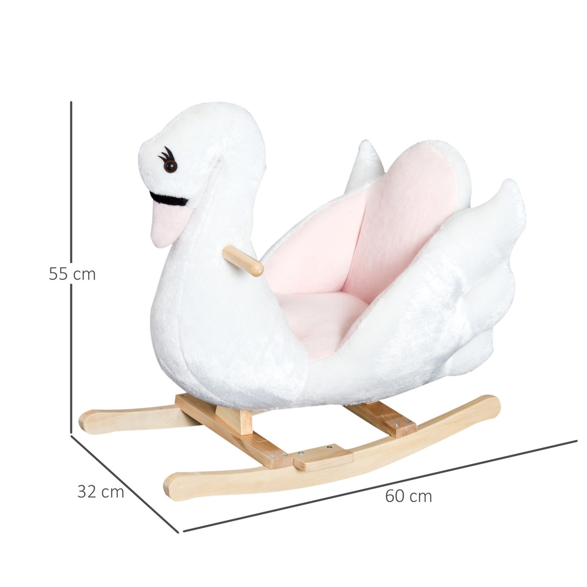 Rocking Horse For Children In Pink + White Cuddly Rocking Animal Toy For Children'S Room 60 X 32 X 55 Cm
