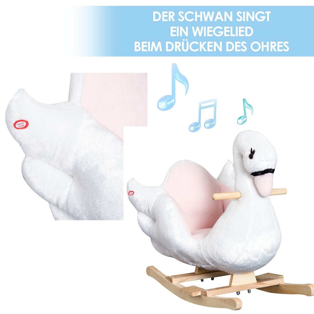 Rocking Horse For Children In Pink + White Cuddly Rocking Animal Toy For Children'S Room 60 X 32 X 55 Cm
