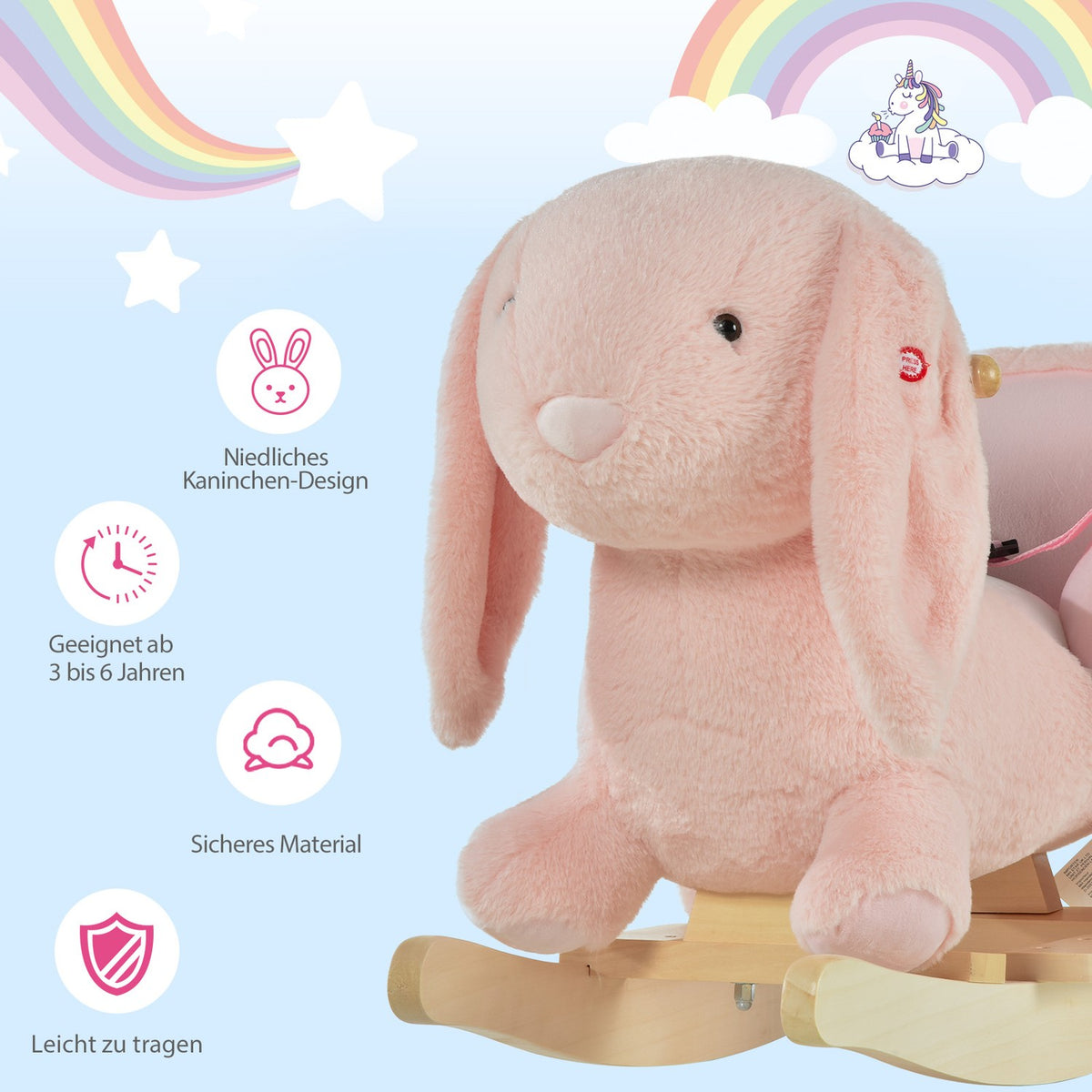 Rocking Horse Rocking Animal Children'S Swing Pink 60 X 33 X 50 Cm