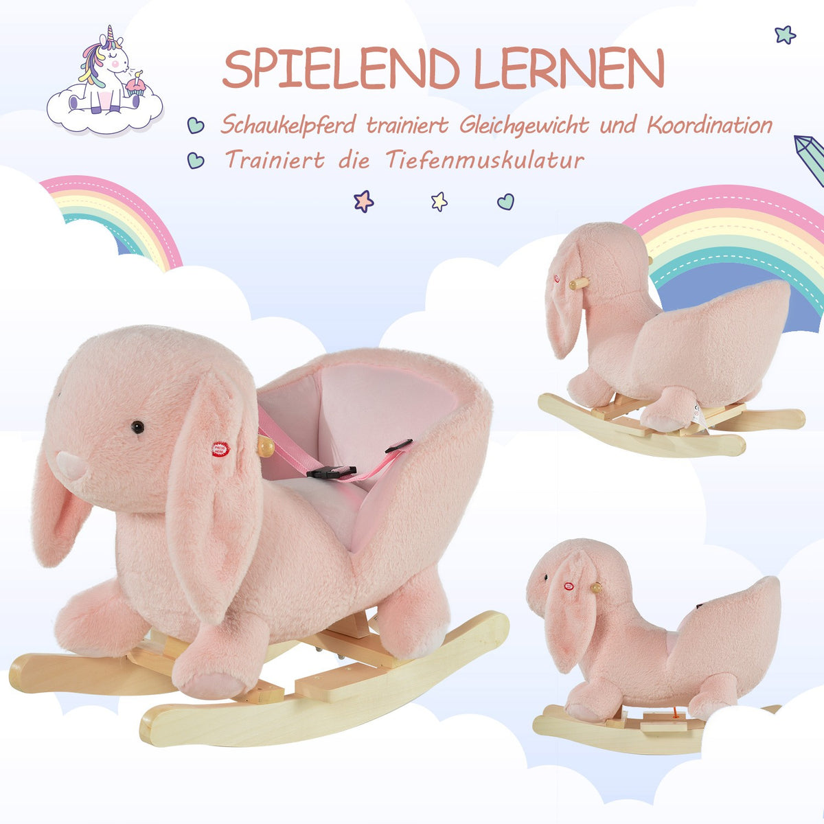 Rocking Horse Rocking Animal Children'S Swing Pink 60 X 33 X 50 Cm