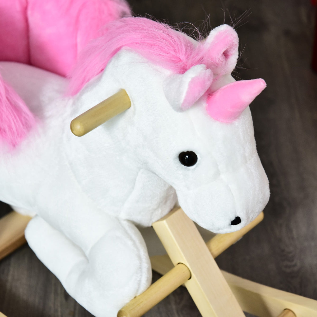 Rocking Horse Rocking Animal For Children, Pink + White, 65 X 32 X 55 Cm