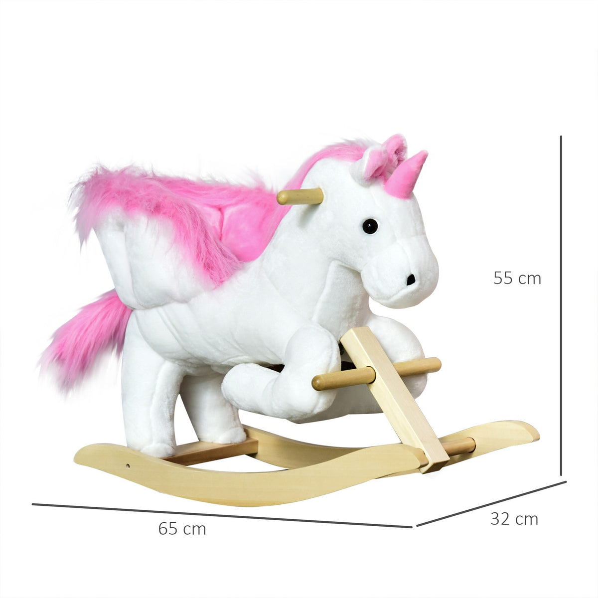 Rocking Horse Rocking Animal For Children, Pink + White, 65 X 32 X 55 Cm