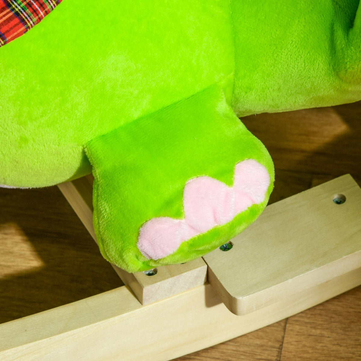 Rocking Horse Rocking Animal From 18 Months With Wheels And Music, Poplar + Plush, Green + Pink White, 60 X 32 X 52 Cm