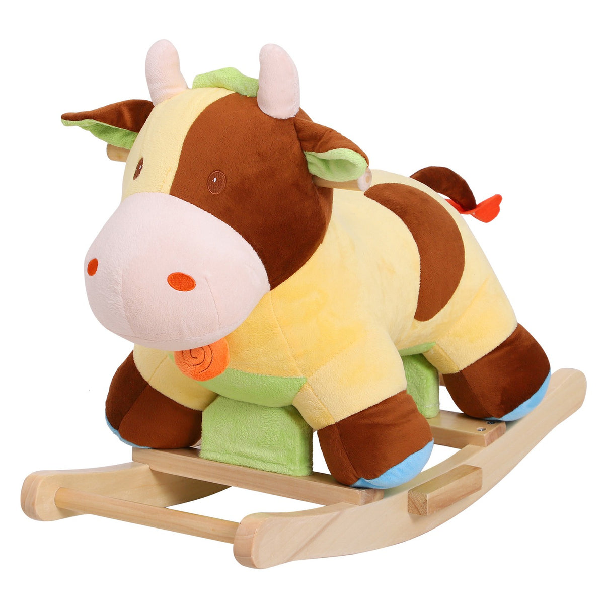 Rocking Horse Rocking Animal Rocking Cow Toy Baby Brown Yellow L60 X W34 X H46 Cm