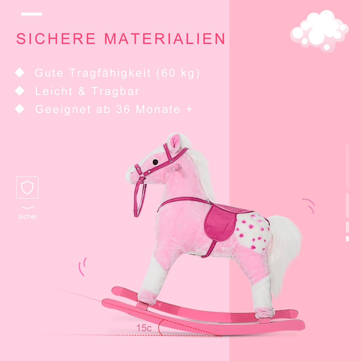 Rocking Horse Rocking Animal Rocking Toy Neighing Pink 74X28X65Cm