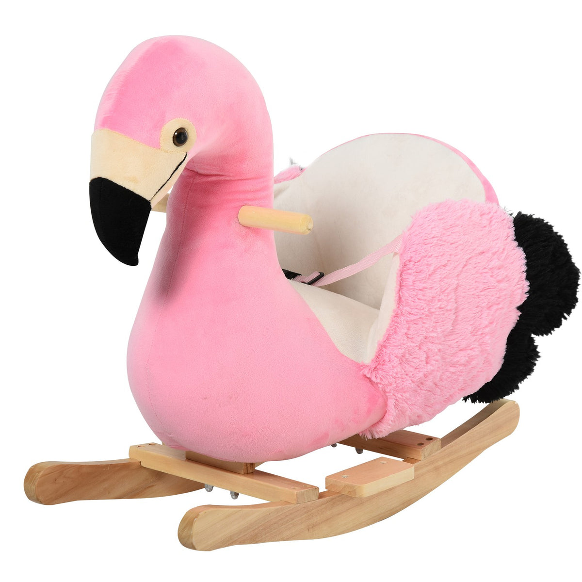 Rocking Horse Rocking Toy Flamingo With Safety Belt Handles Plush 60 X 33 X 52 Cm