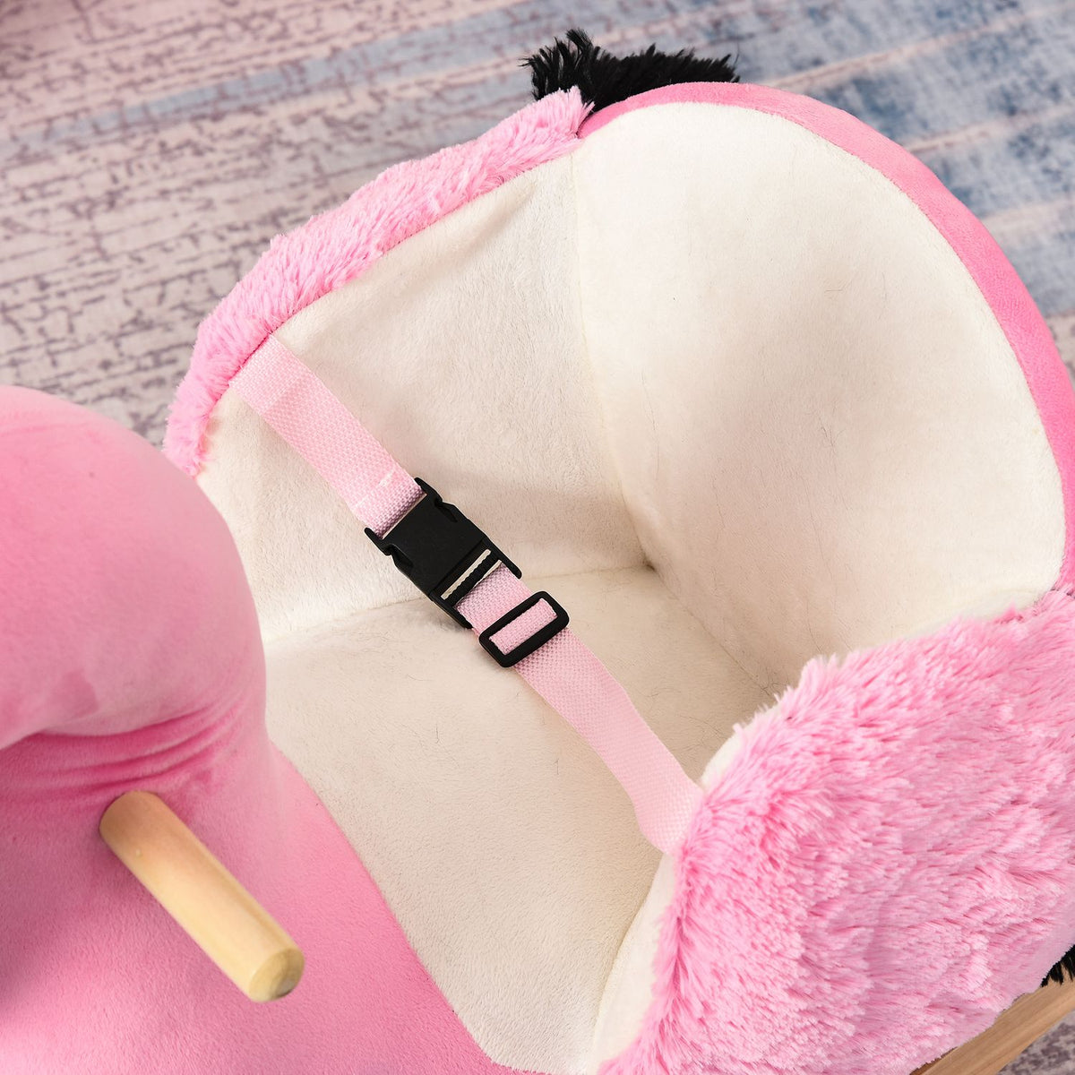 Rocking Horse Rocking Toy Flamingo With Safety Belt Handles Plush 60 X 33 X 52 Cm
