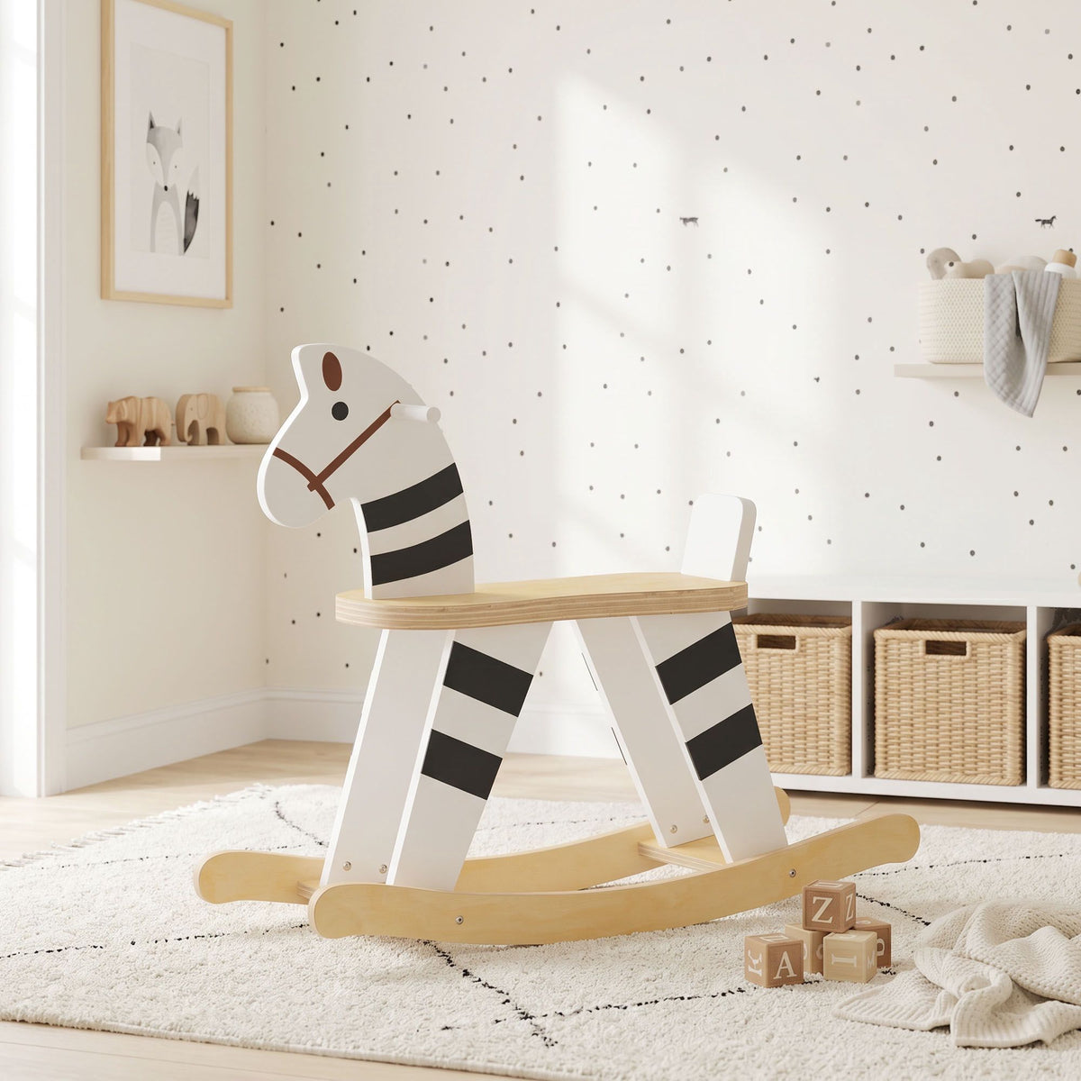 Rocking Horse for Toddlers, Black & White Pony Design