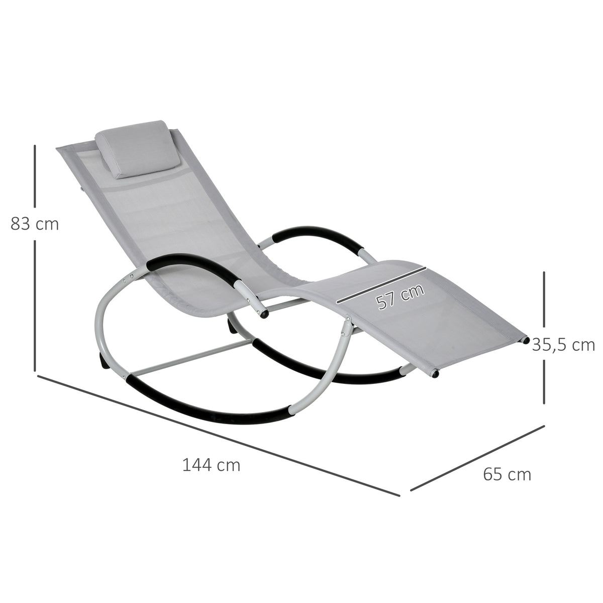 Rocking Lounger Garden Rocking Chair With Headrest Swing Chair Garden Chair Metal Mesh Light Gray 65 X 144 X 83 Cm