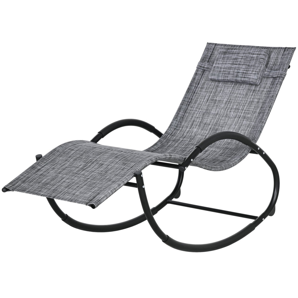 Rocking Lounger, Rocking Chair With Pillow, Garden Lounger, Swing Lounger, Textline, Gray, 155 X 61 X 88 Cm