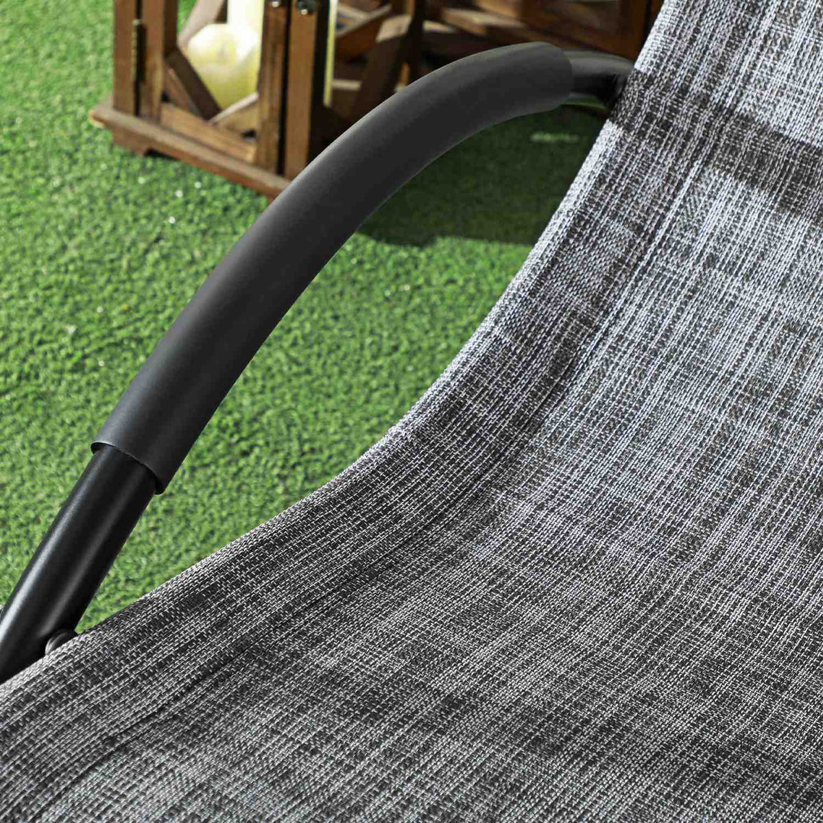 Rocking Lounger, Rocking Chair With Pillow, Garden Lounger, Swing Lounger, Textline, Gray, 155 X 61 X 88 Cm