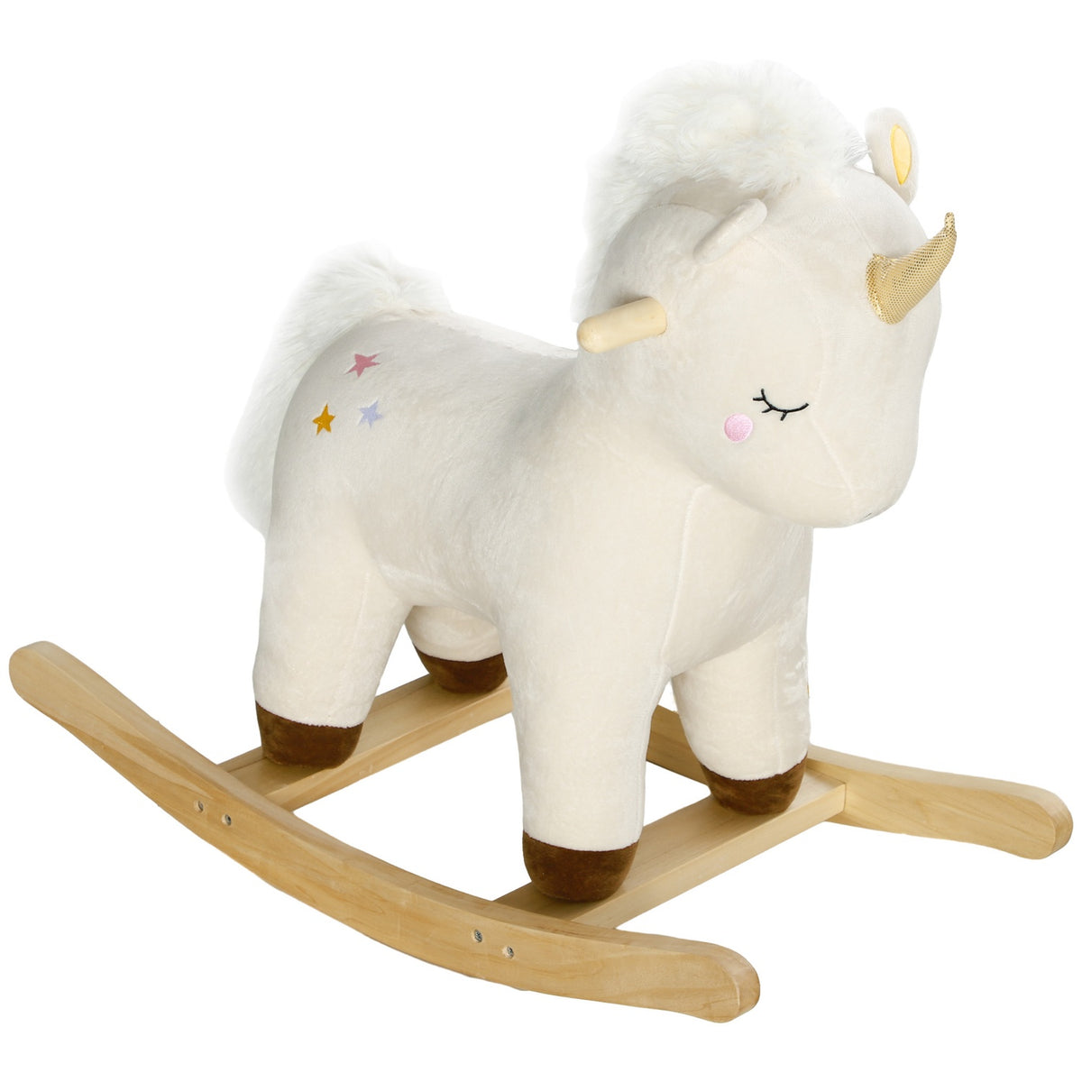 Rocking Toy with Unicorn Design, Sound, Soft Seat, for 2-4 Years Children, Plush, White