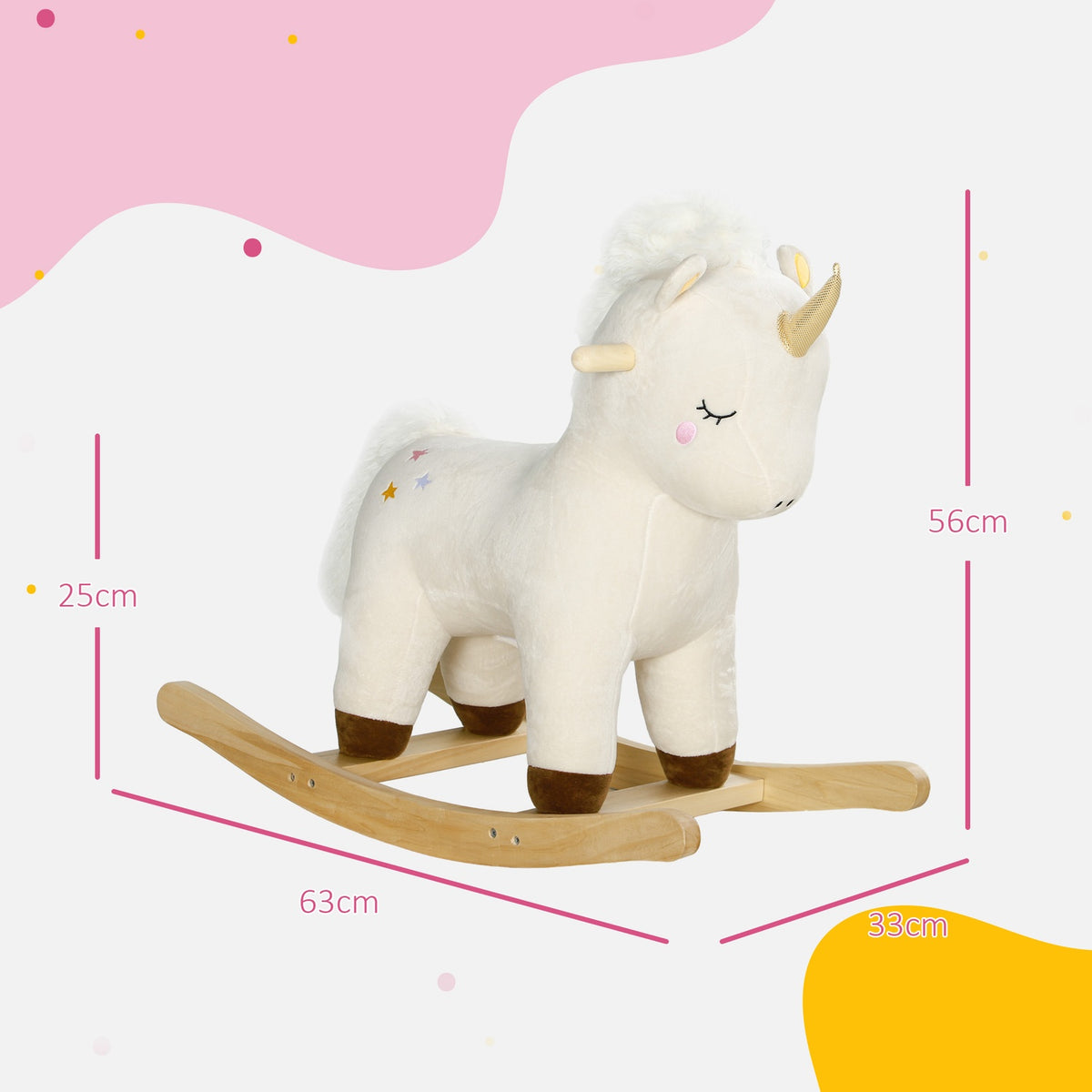 Rocking Toy with Unicorn Design, Sound, Soft Seat, for 2-4 Years Children, Plush, White