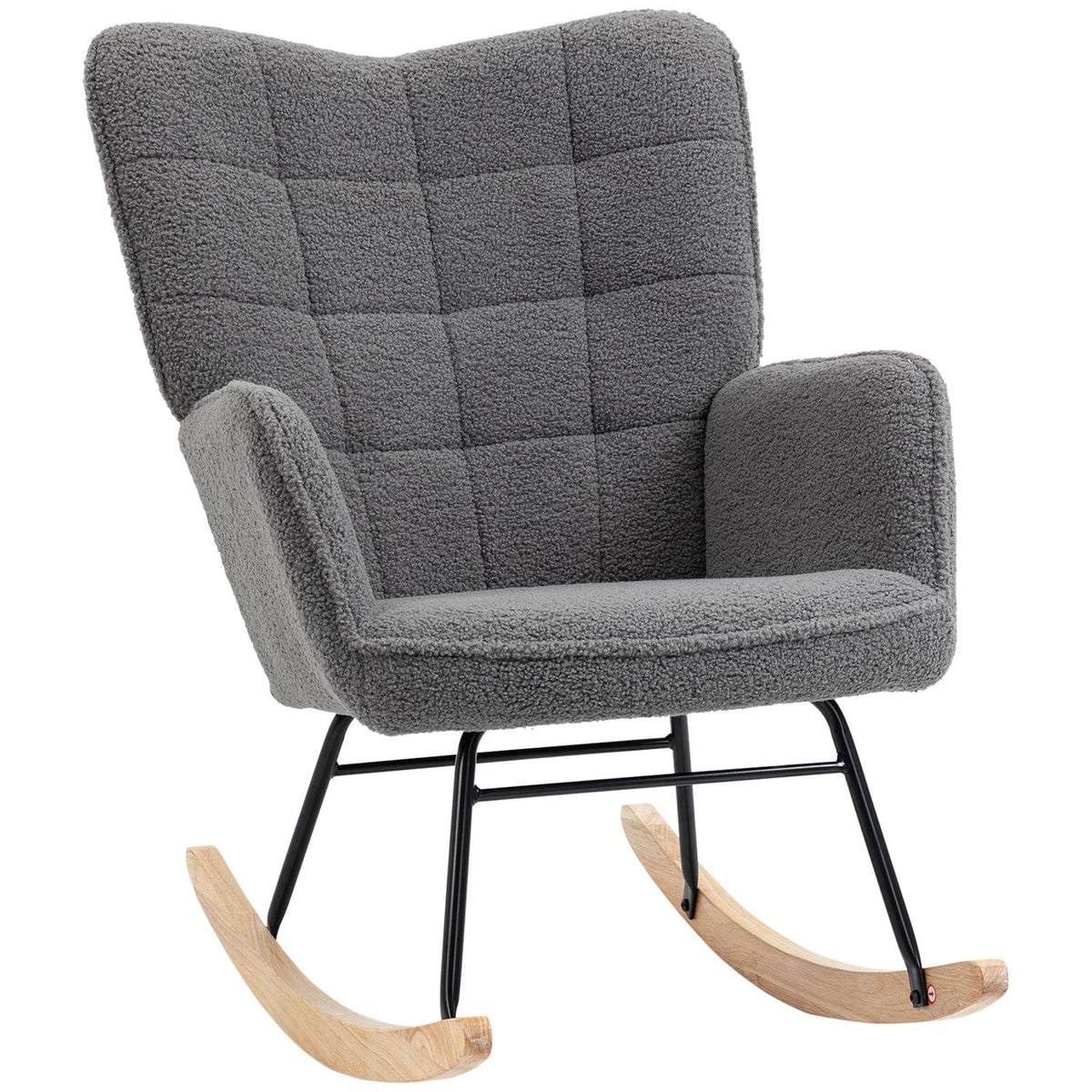 Rocking chair, accent chair, relaxation chair with Berber fleece, for bedroom, up to 120 kg, dark gray, 71x92x101 cm