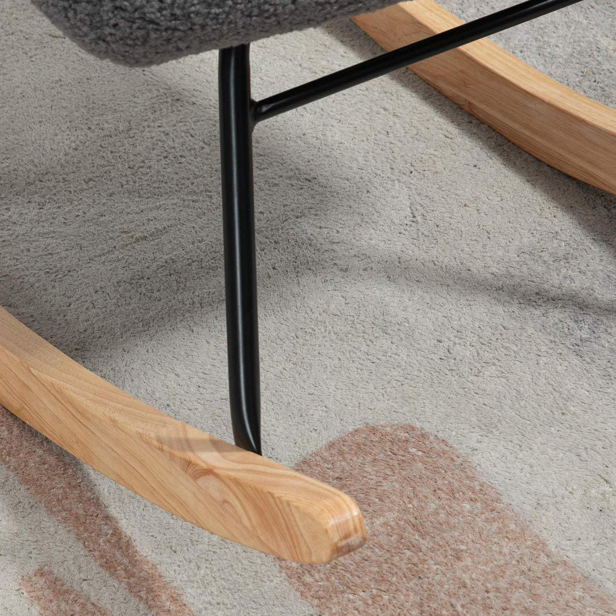 Rocking chair, accent chair, relaxation chair with Berber fleece, for bedroom, up to 120 kg, dark gray, 71x92x101 cm