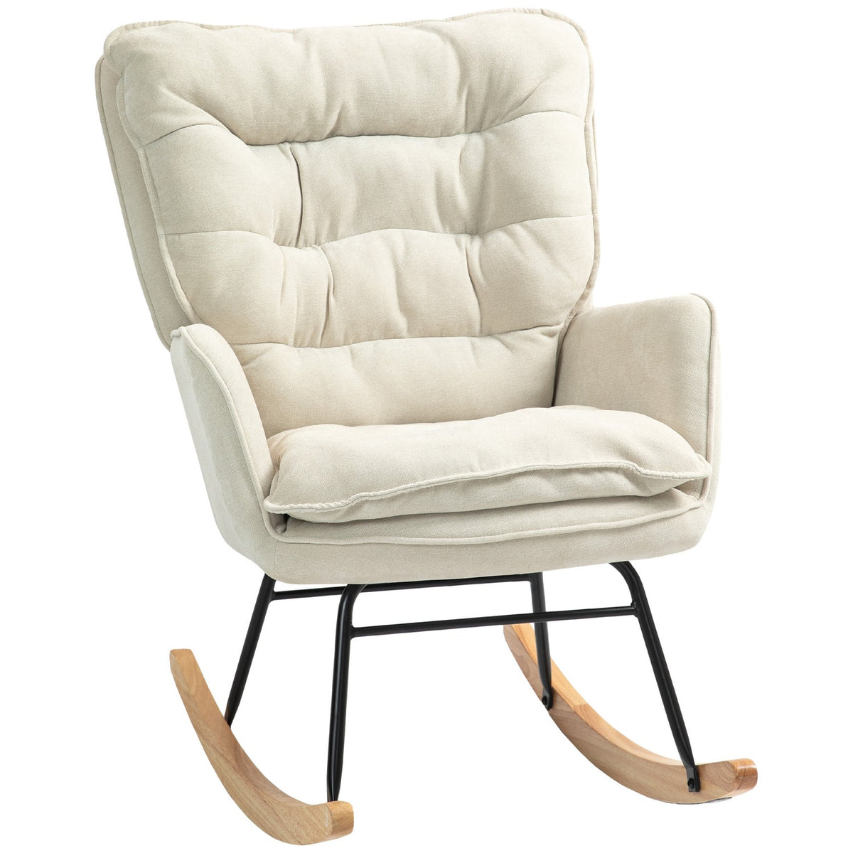 Rocking chair, armchair, nursing chair with chenille look, rocking chair up to 120 kg load capacity for bedroom, living room, beige