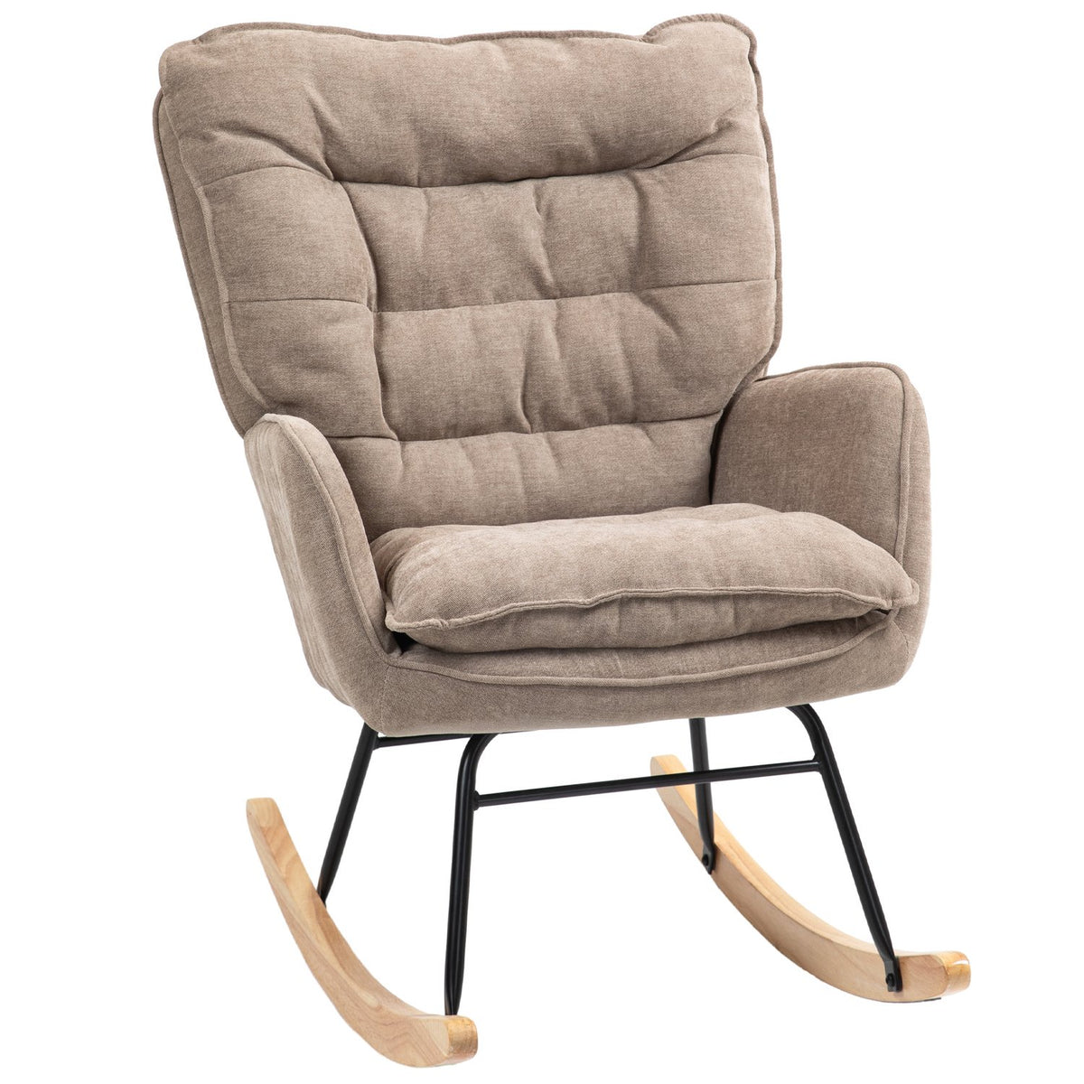 Rocking chair, armchair, nursing chair with chenille look, rocking chair up to 120 kg load capacity for bedroom, living room, brown