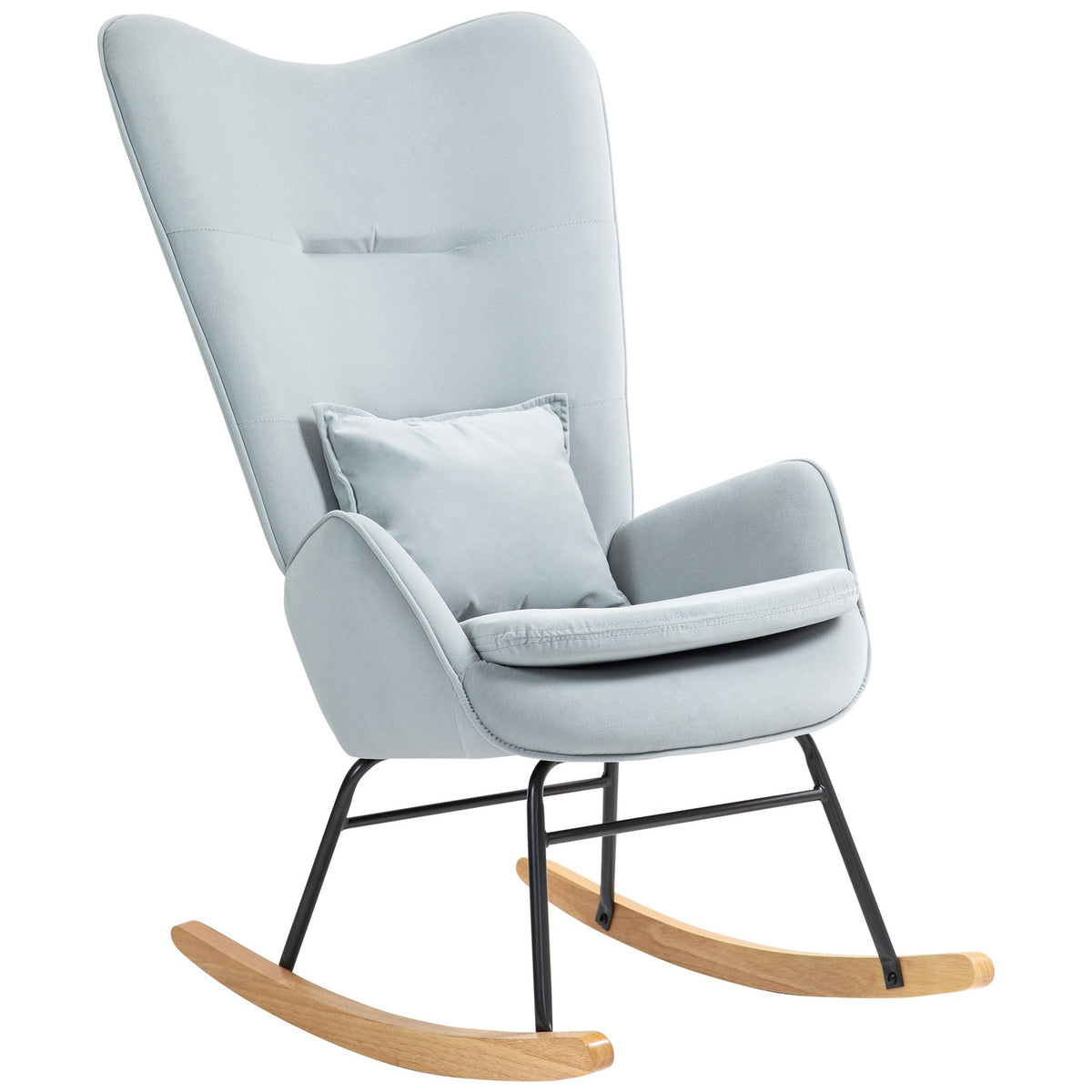 Rocking chair, armchair, nursing chair with velvet look, rocking chair with a load capacity of up to 120 kg for bedrooms, living rooms, light grey