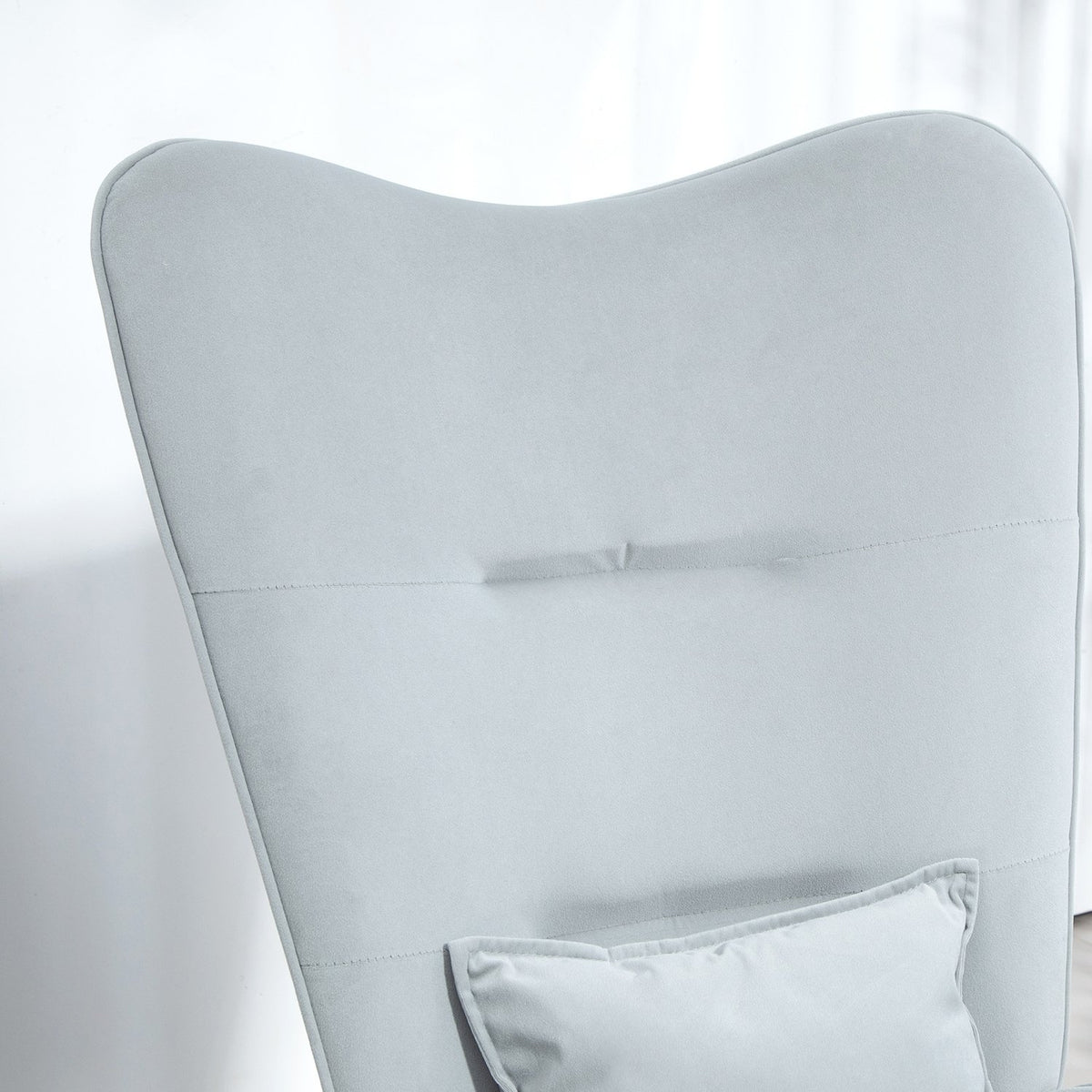 Rocking chair, armchair, nursing chair with velvet look, rocking chair with a load capacity of up to 120 kg for bedrooms, living rooms, light grey