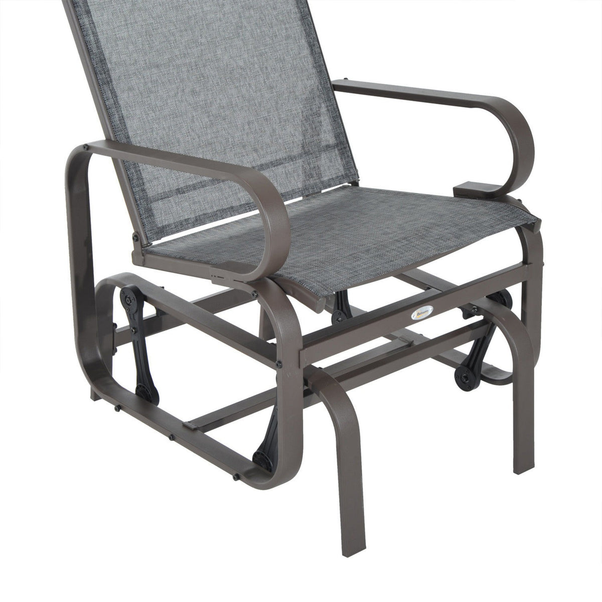 Rocking chair garden chair relaxation chair 60x75x104cm metal garden swing for terrace balcony with text line