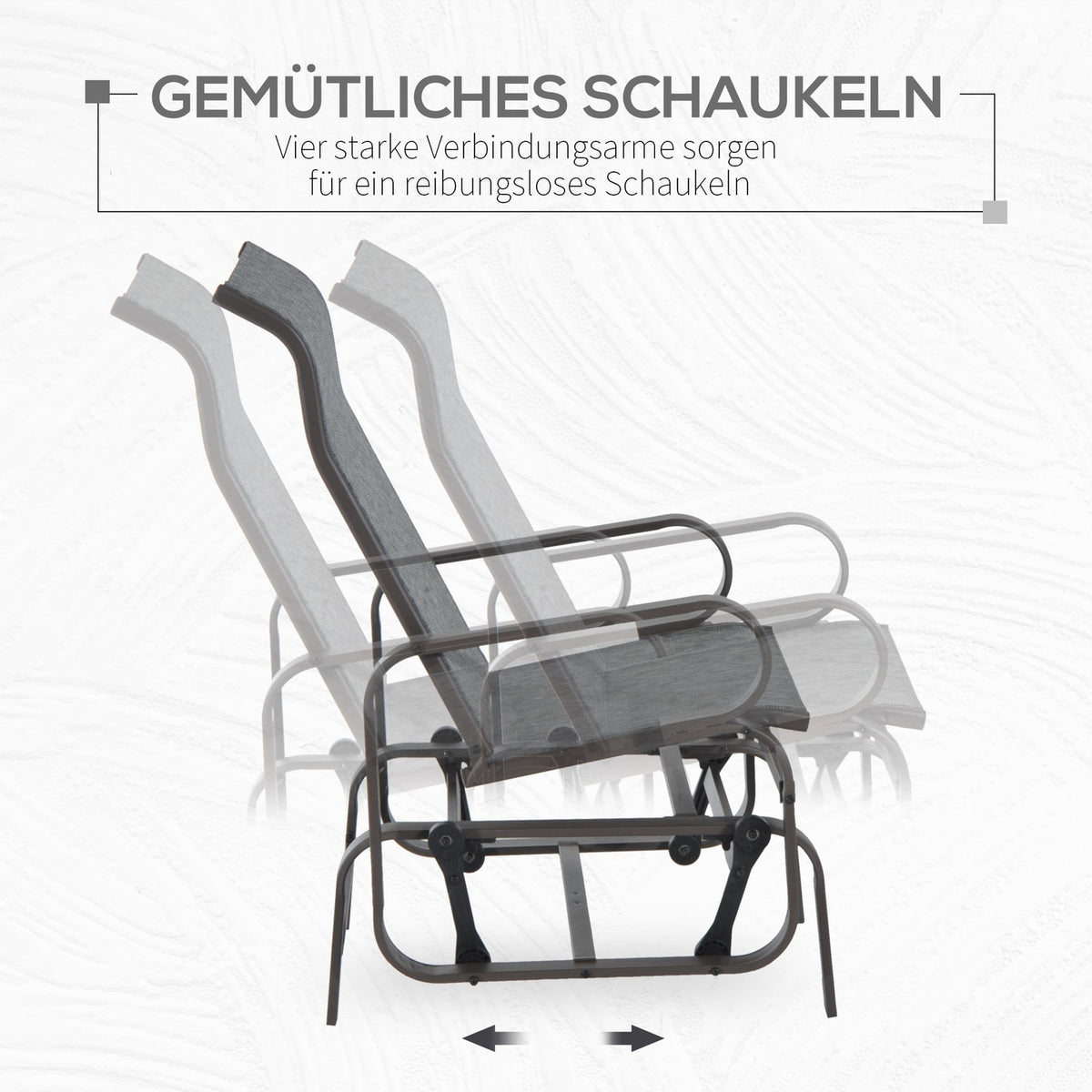 Rocking chair garden chair relaxation chair 60x75x104cm metal garden swing for terrace balcony with text line