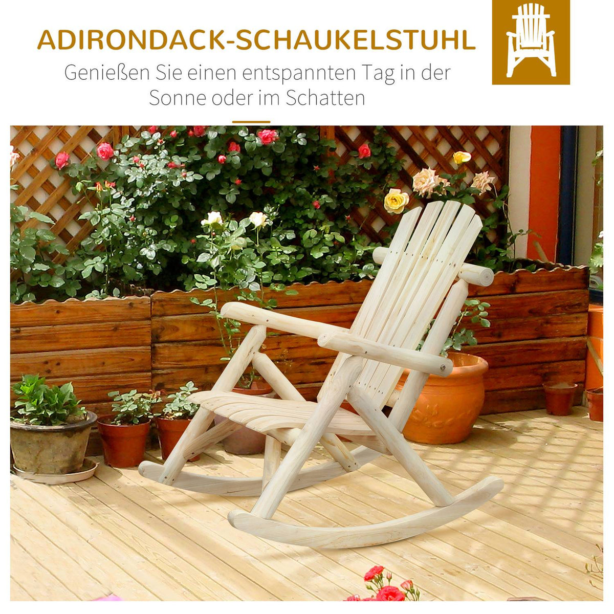 Rocking chair swing chair swing garden chair relaxation chair natural fir wood