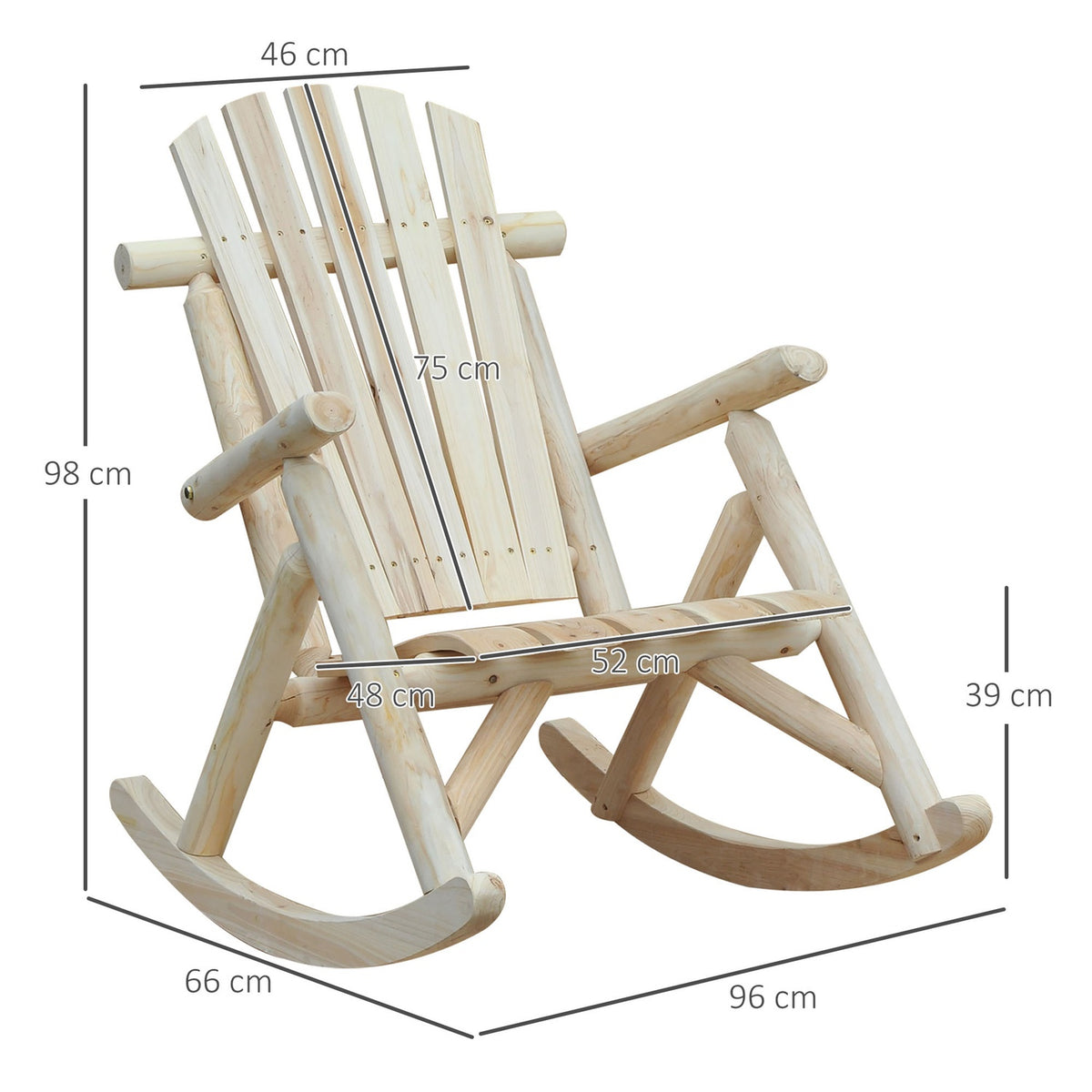 Rocking chair swing chair swing garden chair relaxation chair natural fir wood