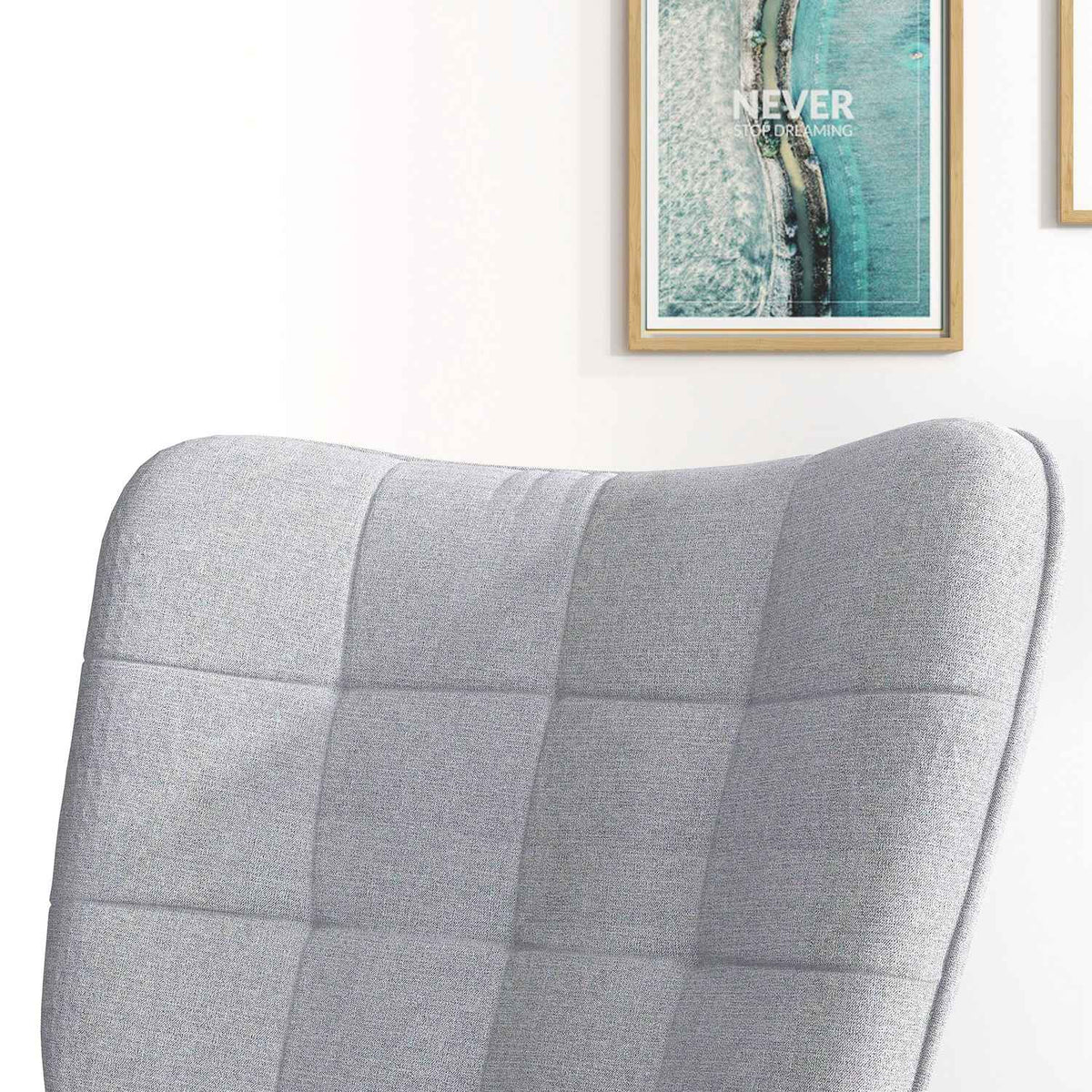 Rocking chair with stool, armchair, relaxation chair with linen look, rocking chair with a load capacity of up to 130 kg, light grey