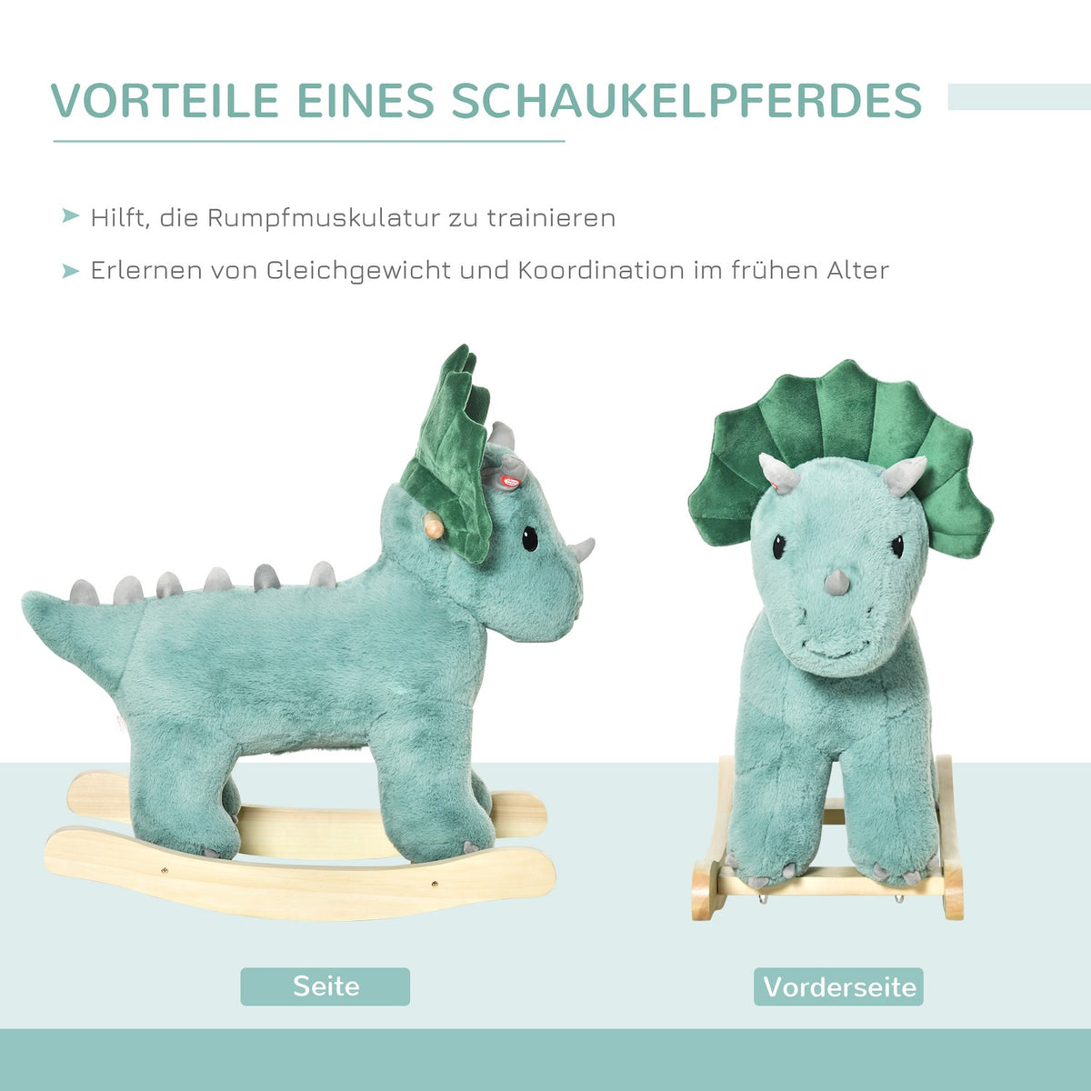 Rocking horse rocking animal for children dark green 64 x 30 x 54 cm, stable & safe, ideal for playroom