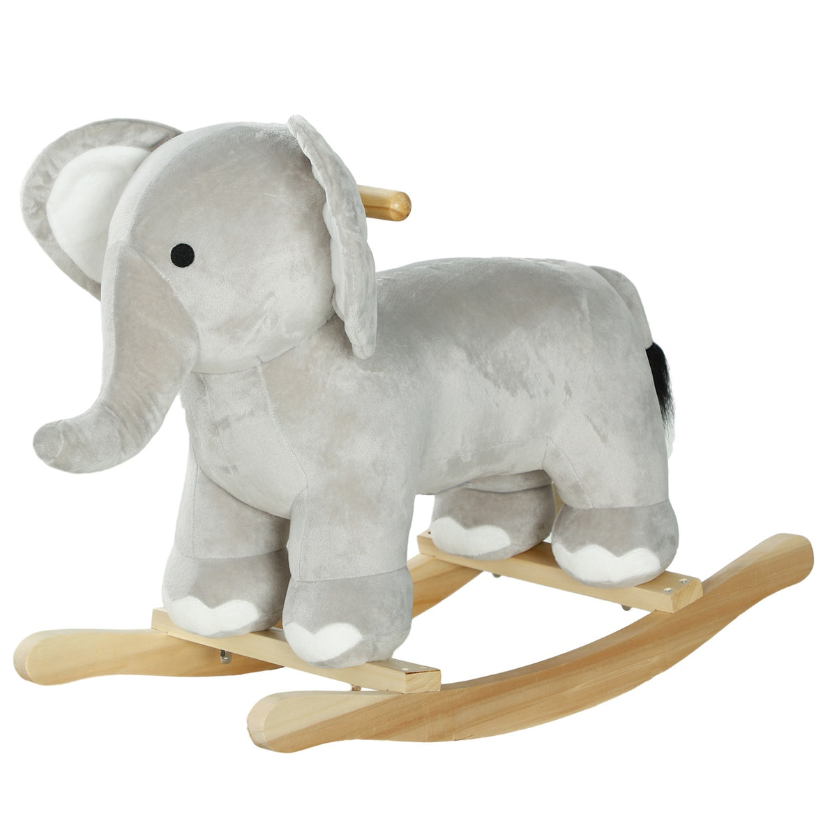 Rocking toy rocking elephant with sound function and handles, baby rocking toy with plush look, for 2-4 years children, gray
