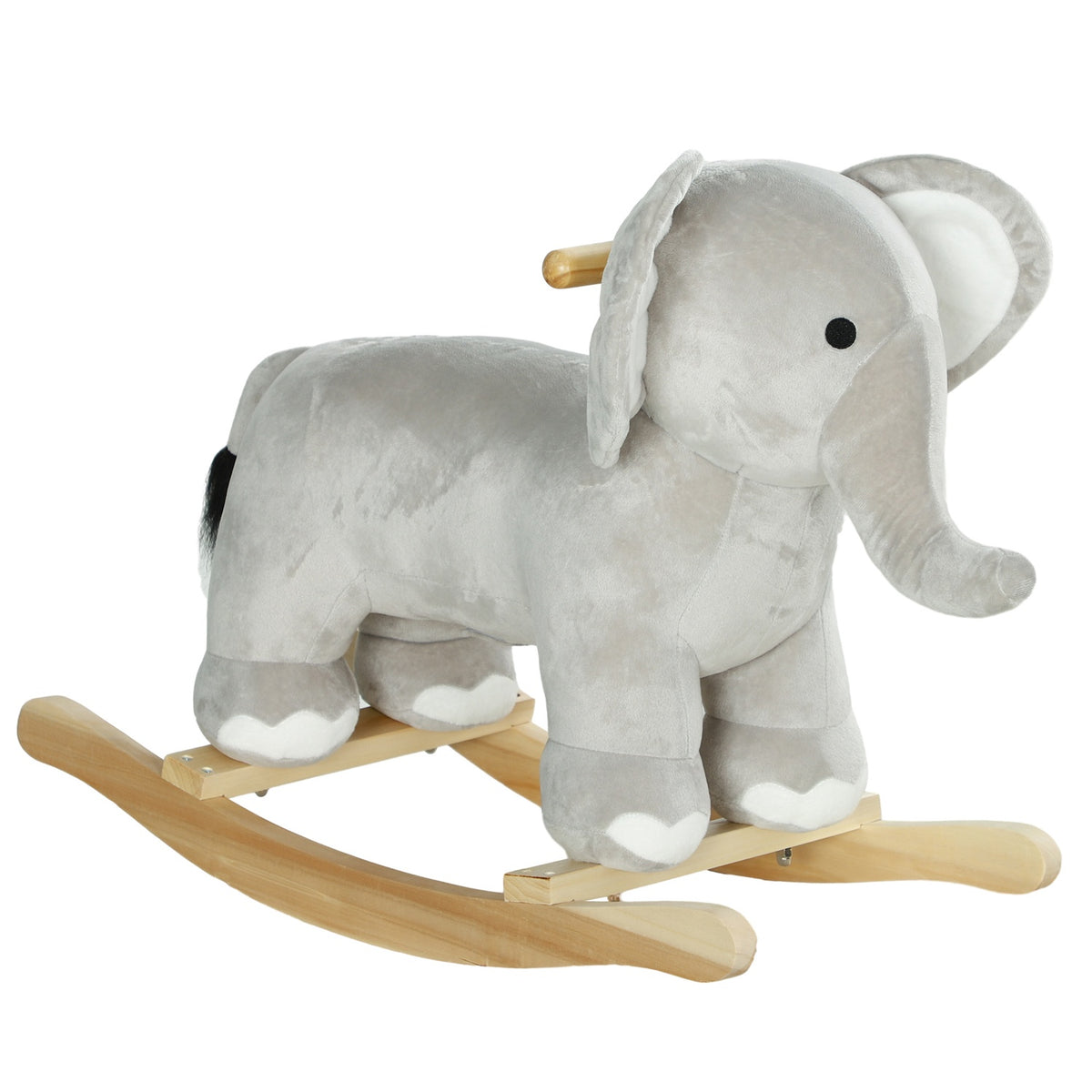 Rocking toy rocking elephant with sound function and handles, baby rocking toy with plush look, for 2-4 years children, gray