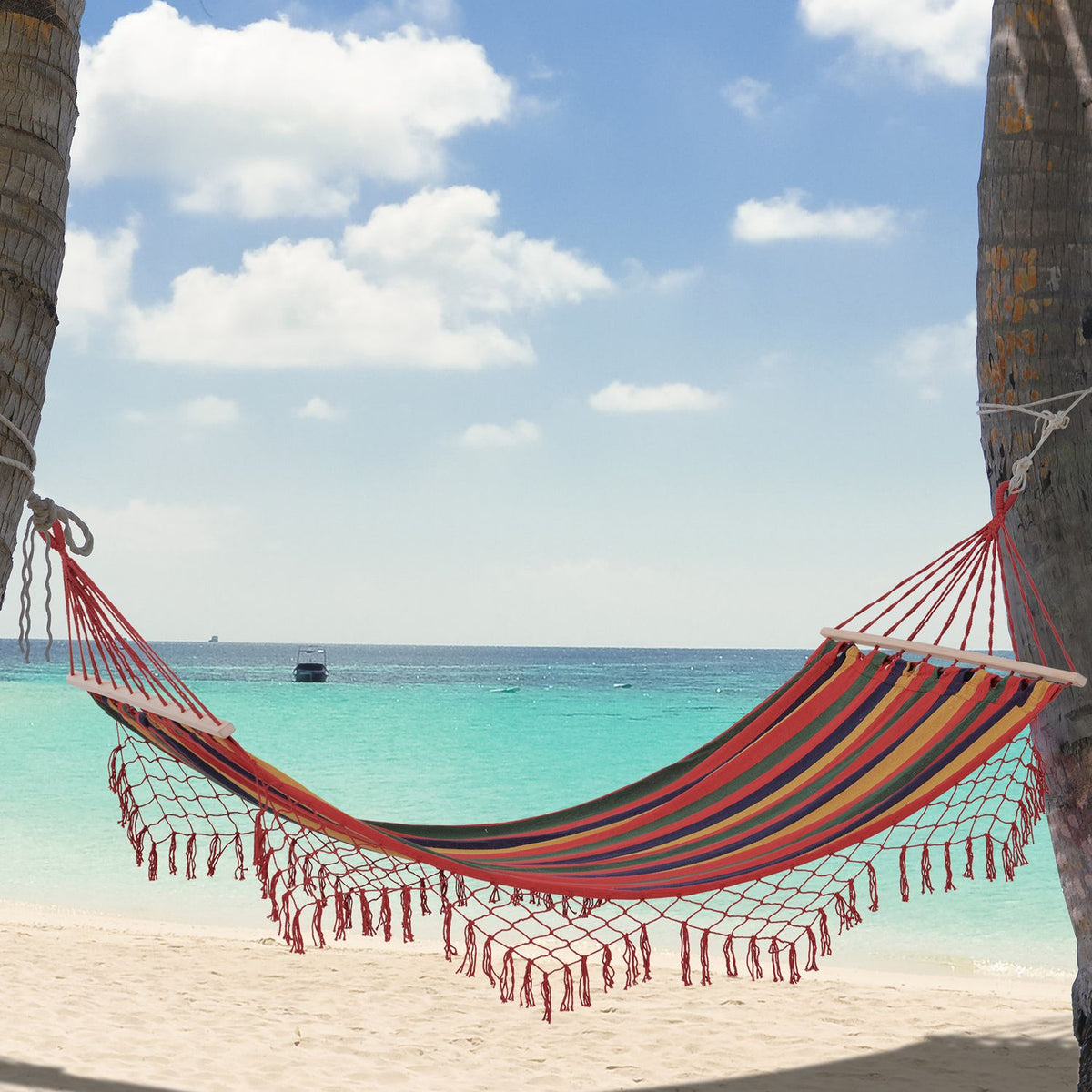 Rod Hammock Weatherproof Uv-Resistant Cotton Polyester Colorful 2X1M Up To 150Kg