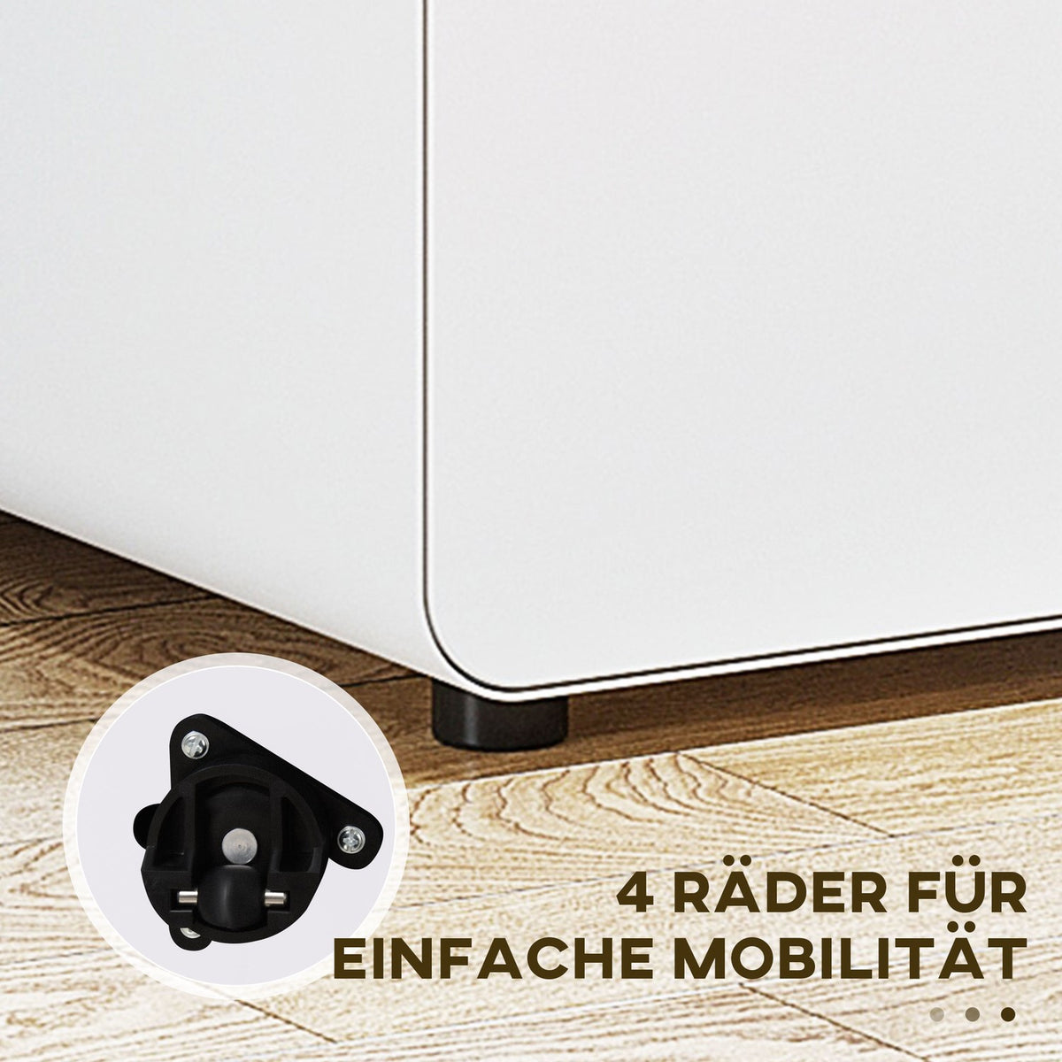 Roll container filing cabinet office container with 3 drawers, steel, white, 39x48x59cm