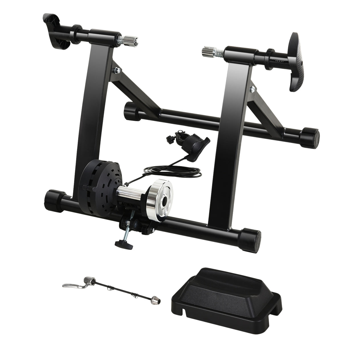 Roller Trainer Bicycle Exercise Bike, Magnetic Brake, Foldable & Adjustable, For 26"-28"/700C, Steel, Black, 54.5X47.2X39.1Cm