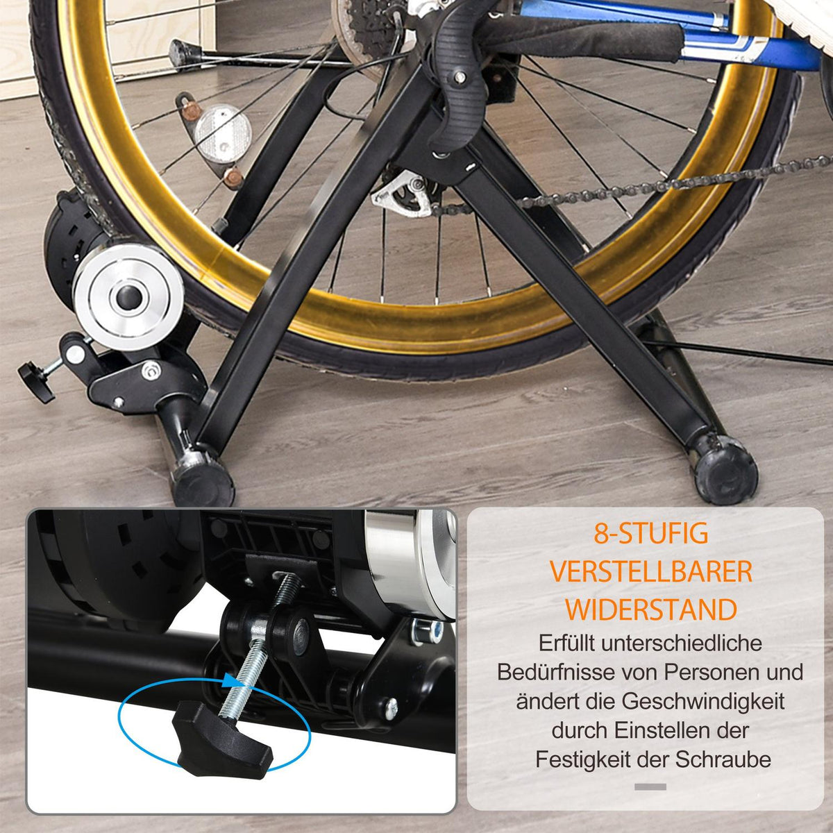 Roller Trainer Bicycle Trainer Indoor Bicycle Exercise Bike Foldable Magnetic Brake 26"-29" Metal Pp Black 68 X 62.5 X 49 Cm