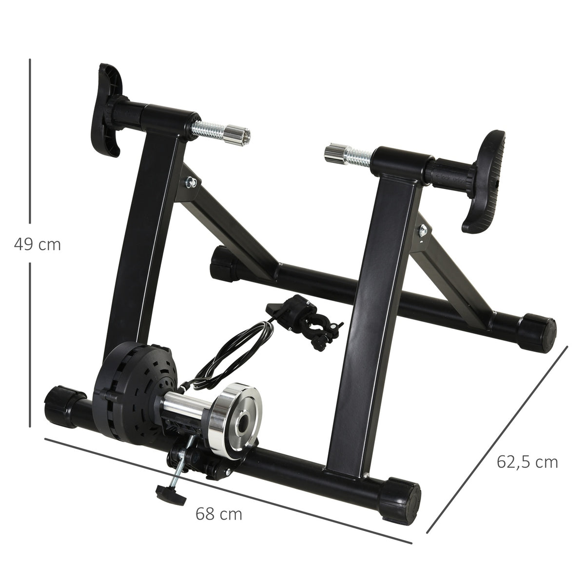 Roller Trainer Bicycle Trainer Indoor Bicycle Exercise Bike Foldable Magnetic Brake 26"-29" Metal Pp Black 68 X 62.5 X 49 Cm
