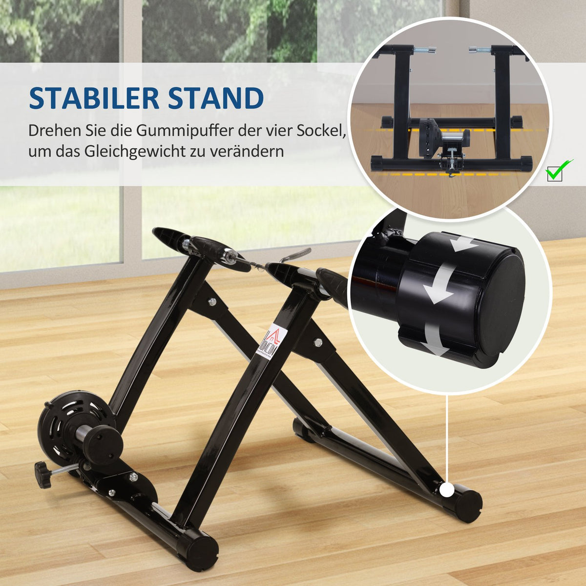 Roller Trainer Bicycle Trainer With Magnetic Brake, For 26"-28"/700C Wheels, Steel Construction, Black