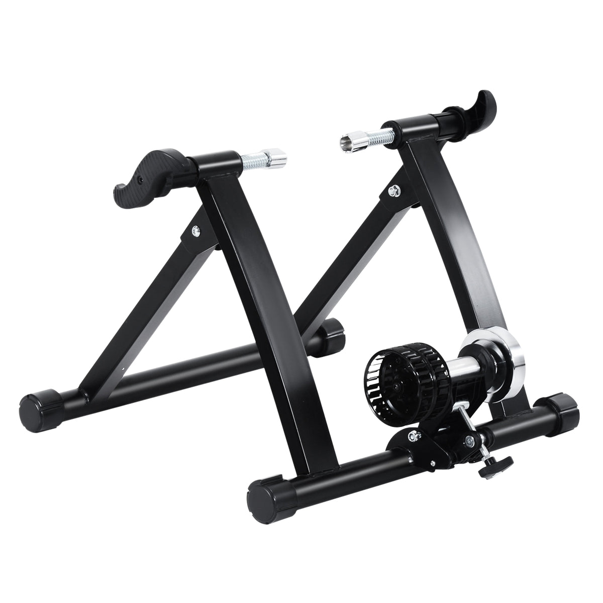 Roller Trainer, Indoor Bicycle Exercise Bike, Foldable With Magnetic Brake, For 26"-28" Wheels, Steel, Black, 54.5X47.2X39.1Cm