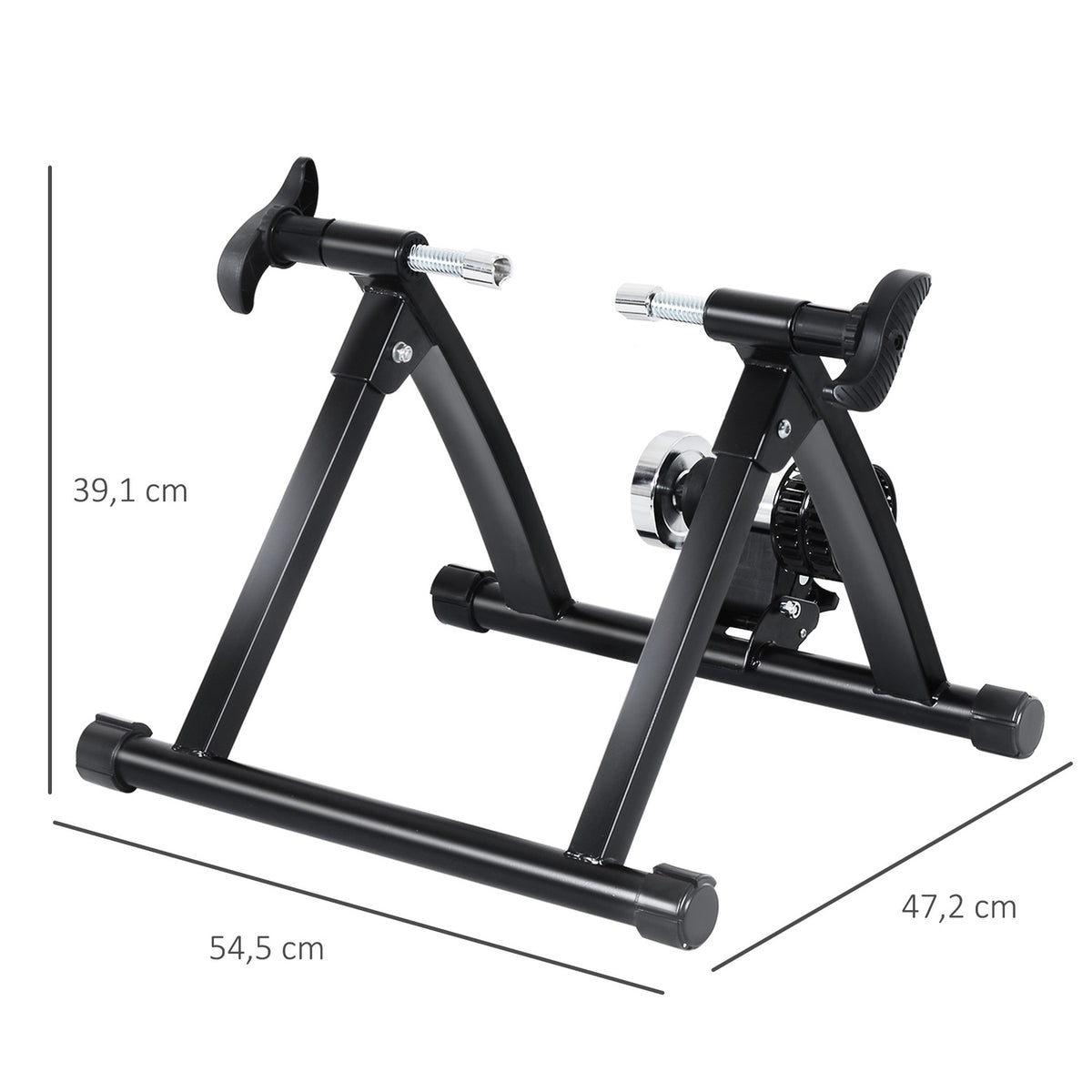 Roller Trainer, Indoor Bicycle Exercise Bike, Foldable With Magnetic Brake, For 26"-28" Wheels, Steel, Black, 54.5X47.2X39.1Cm