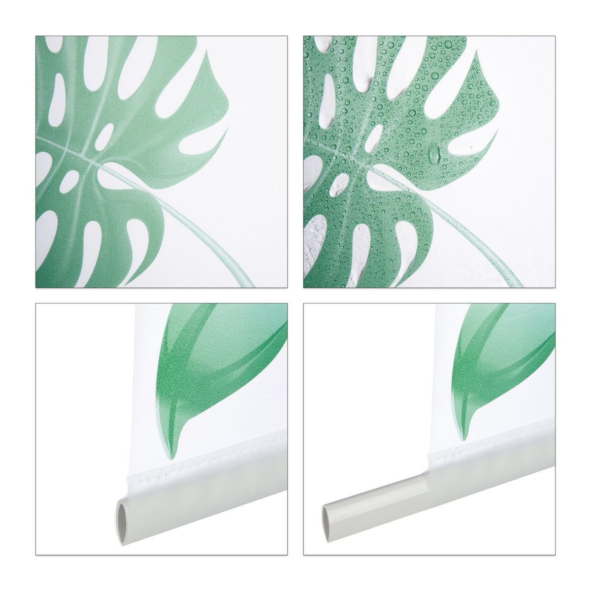 Roller blind for shower Leaves green