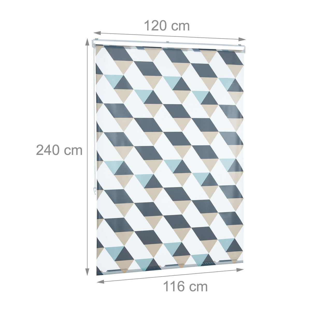 Roller blind for shower with geometric design